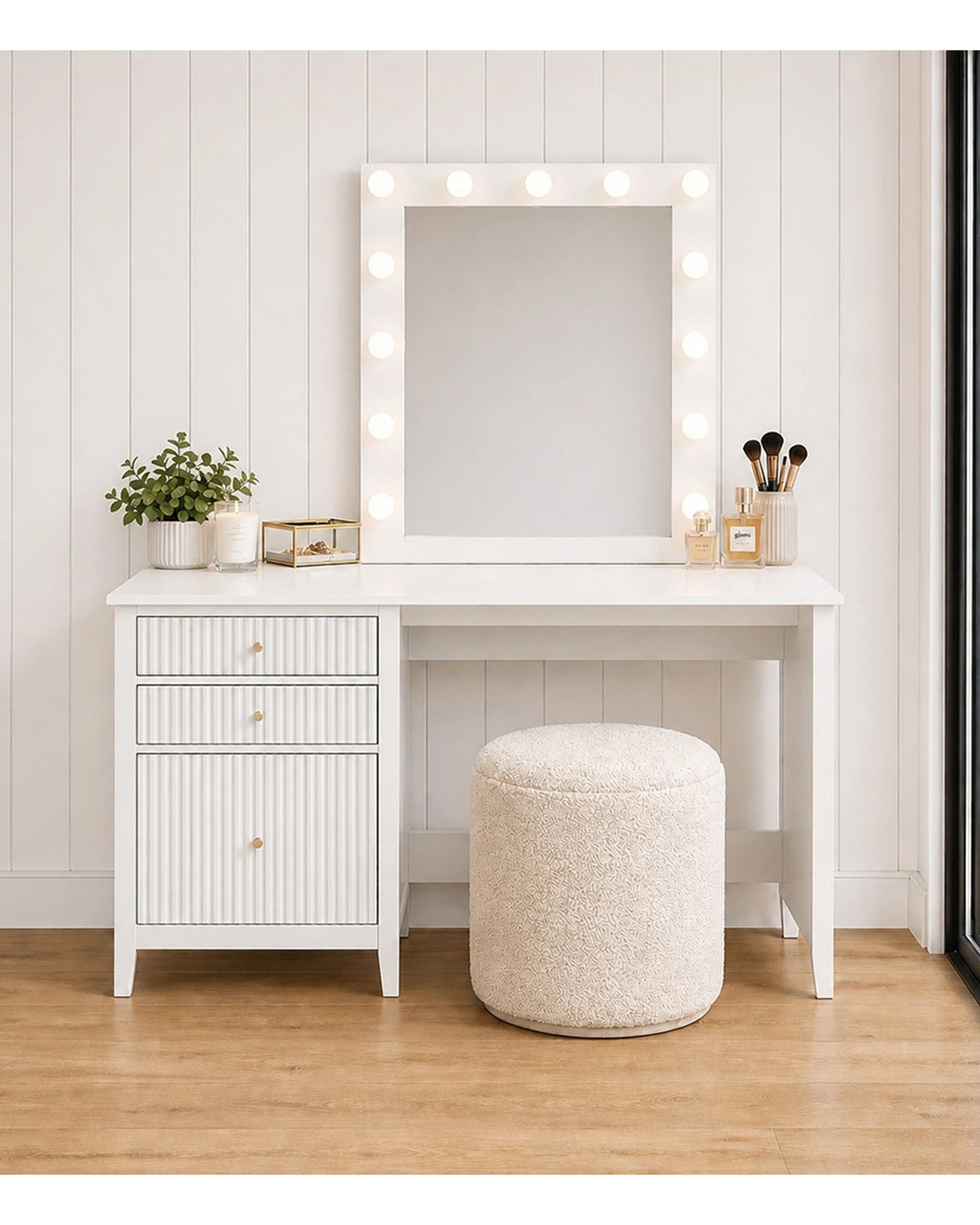 3 Alpine Bay Zara Fluted Vanity Desk 150cm - White, 3 of 7