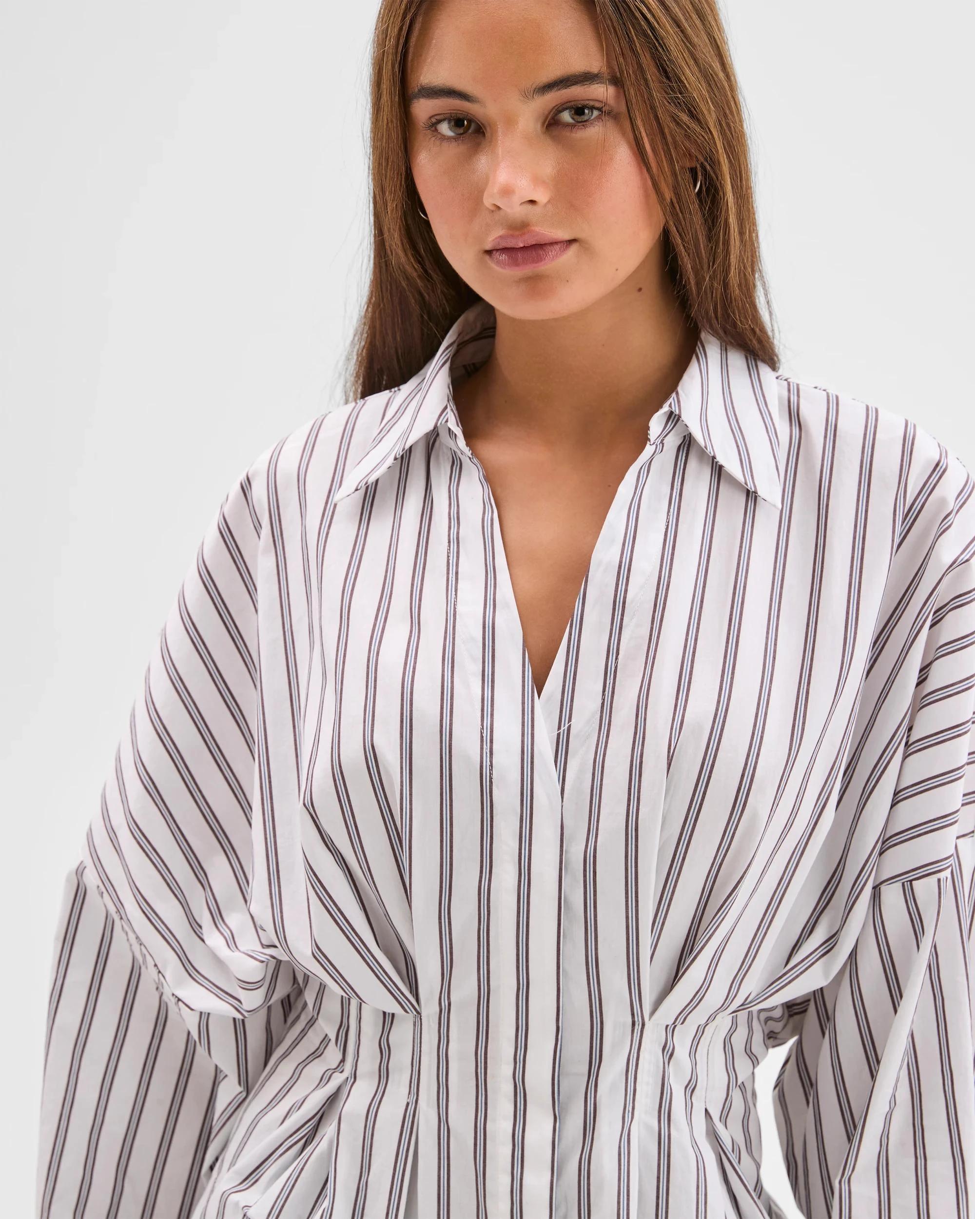 4 Lily Loves Australian Cotton Poplin Cinched Waist Shirt CHOCOLATE, 4 of 6