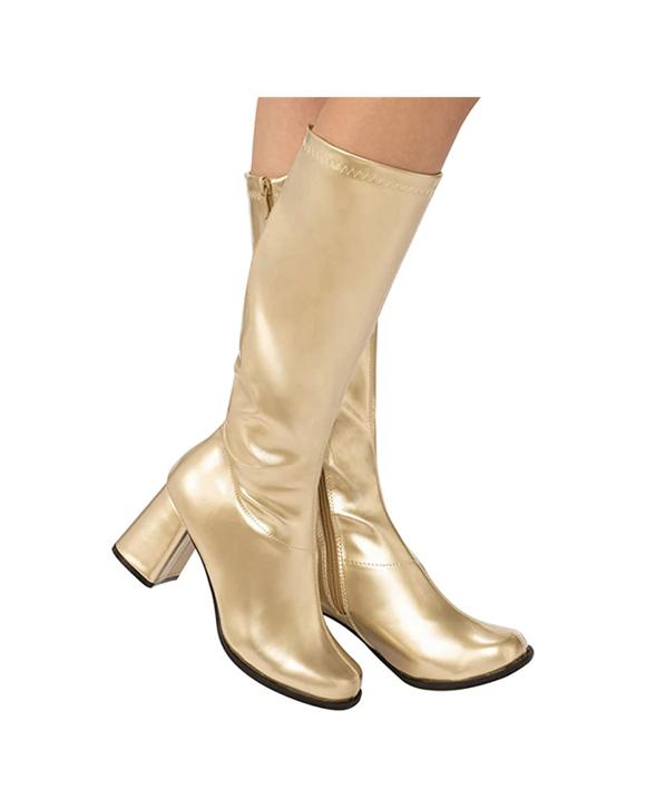 Rubies Ladies Womens Go Go Boots Costume Disco Shoes US 6 - Gold