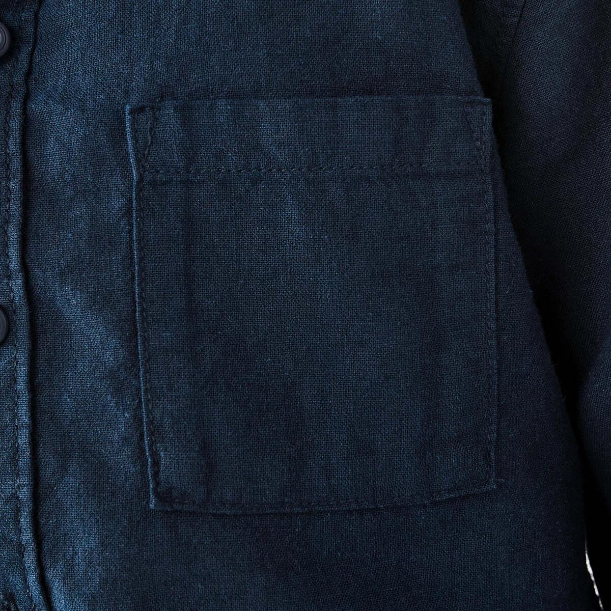 6 Long Sleeve Linen Shirt Dress Navy, 6 of 10