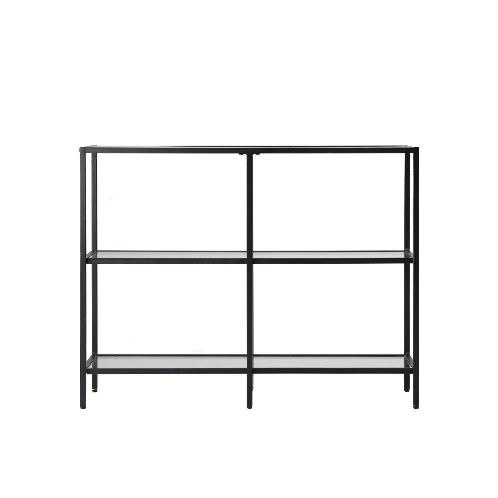 7 Oikiture Console Table Tempered Glass Sofa Table Hall Side Entry 3 Shelves
 - Black, 7 of 10