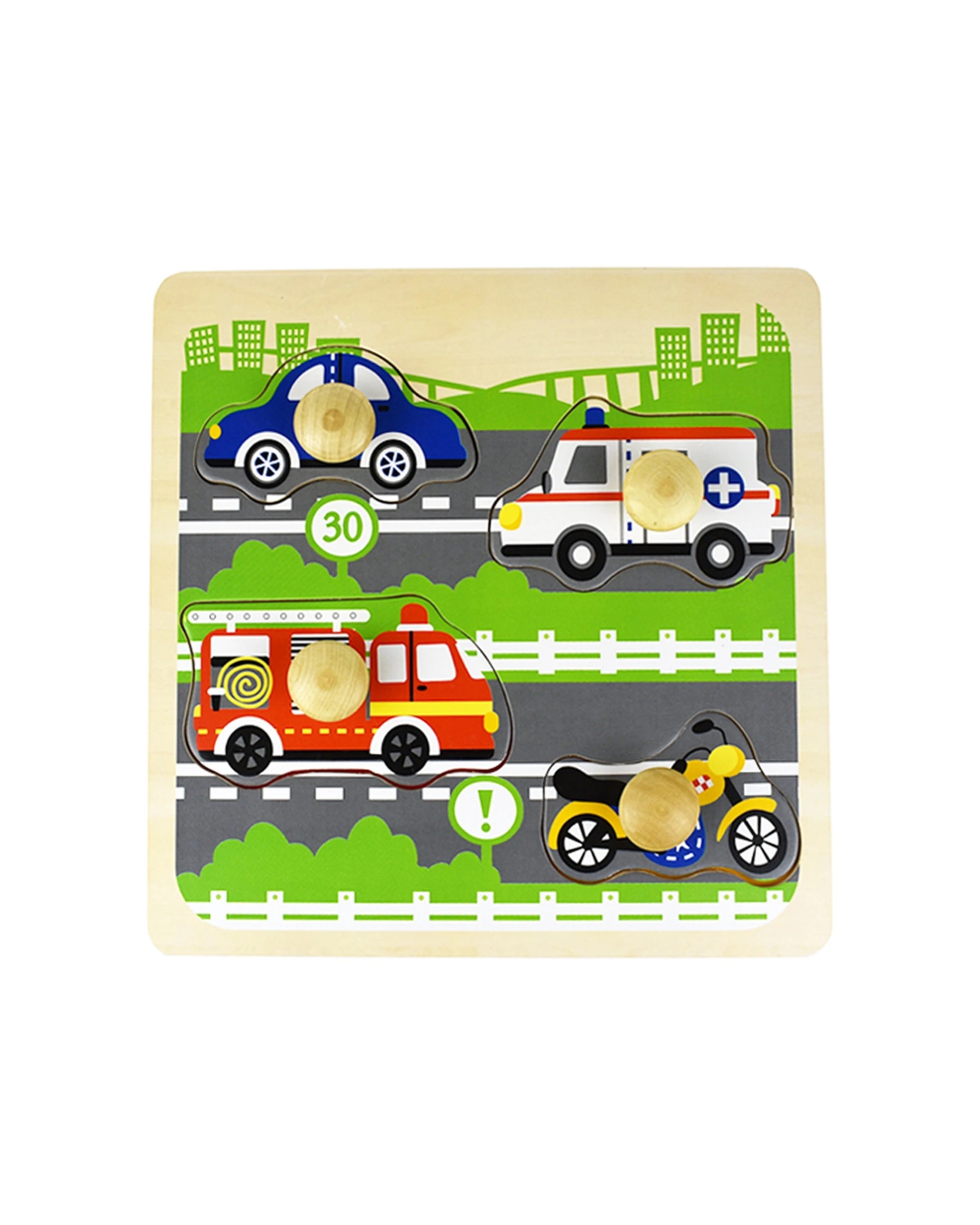 1 Kaper Kidz Traffic Large Peg Kids Wooden Puzzle Set - Multi, 1 of 5