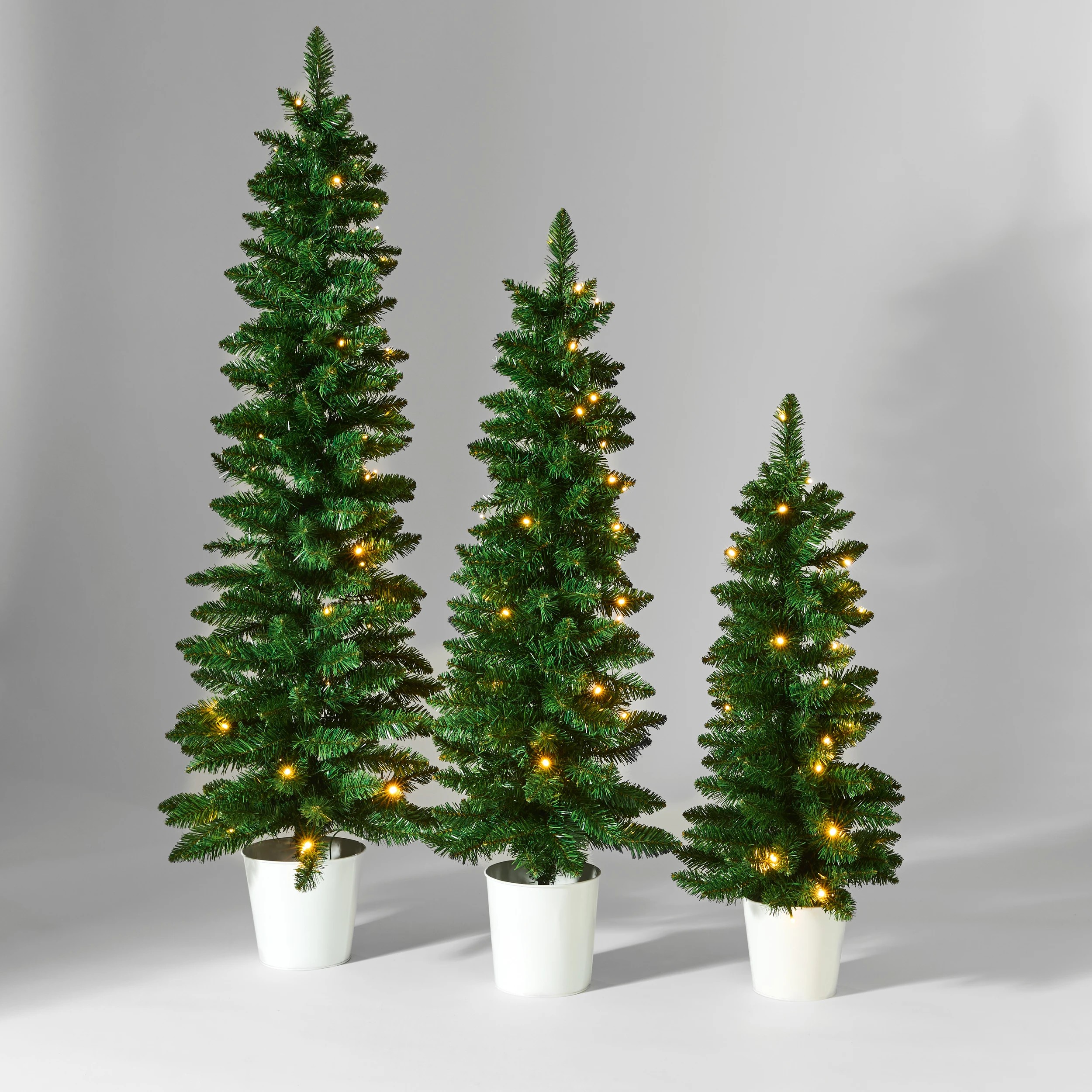 3 Set of 3 Green Prelit Potted Christmas Trees, 3 of 7