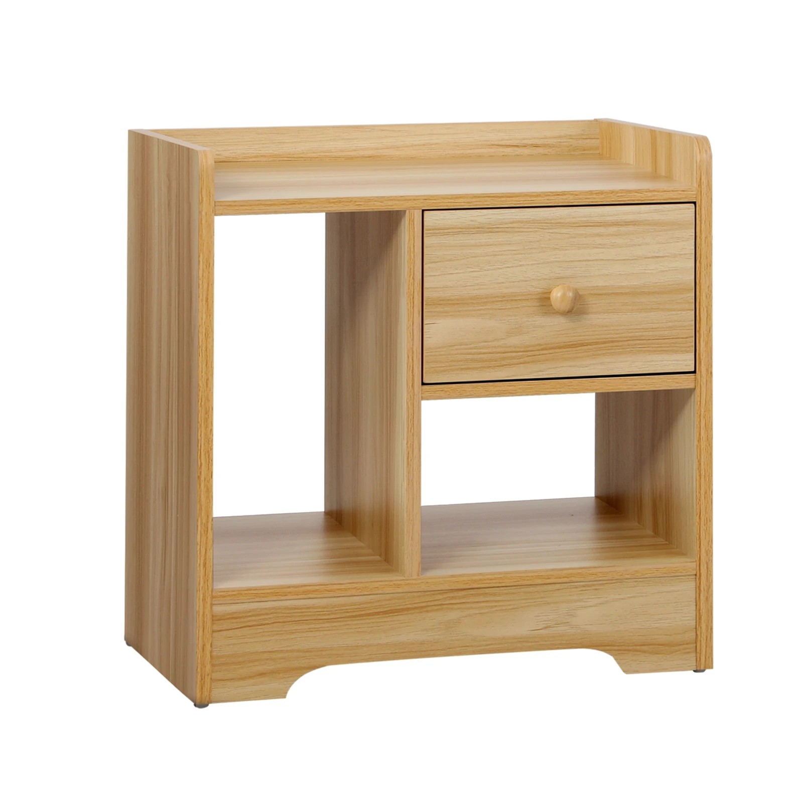1 Oikiture Bedside Table Wooden Side Table Nightstand Storage Drawer Shelf
 - Natural, 1 of 10