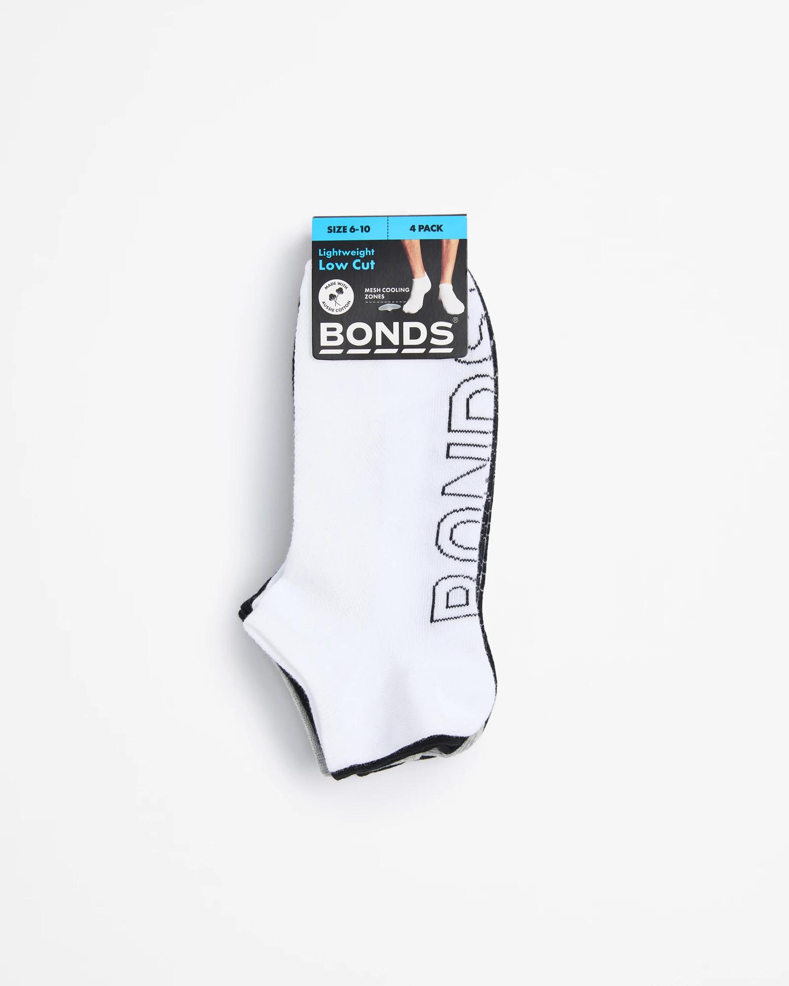 3 Australian Cotton 4 Pack Trainer Low Cut Socks - Bonds WHITE / GREY / BLACK, 3 of 3