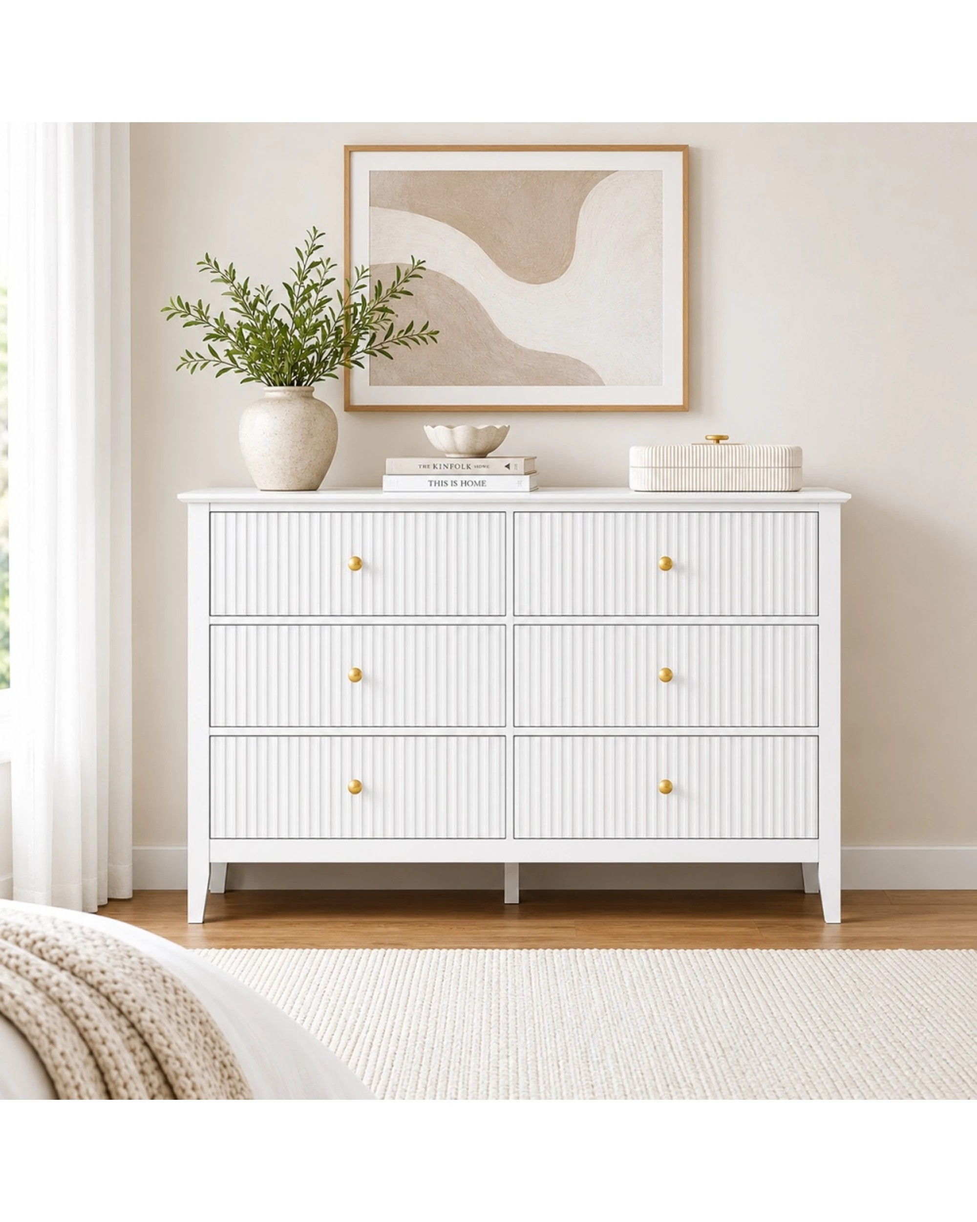 2 Alpine Bay Zara Fluted 6 drawer chest 120cm - White, 2 of 6