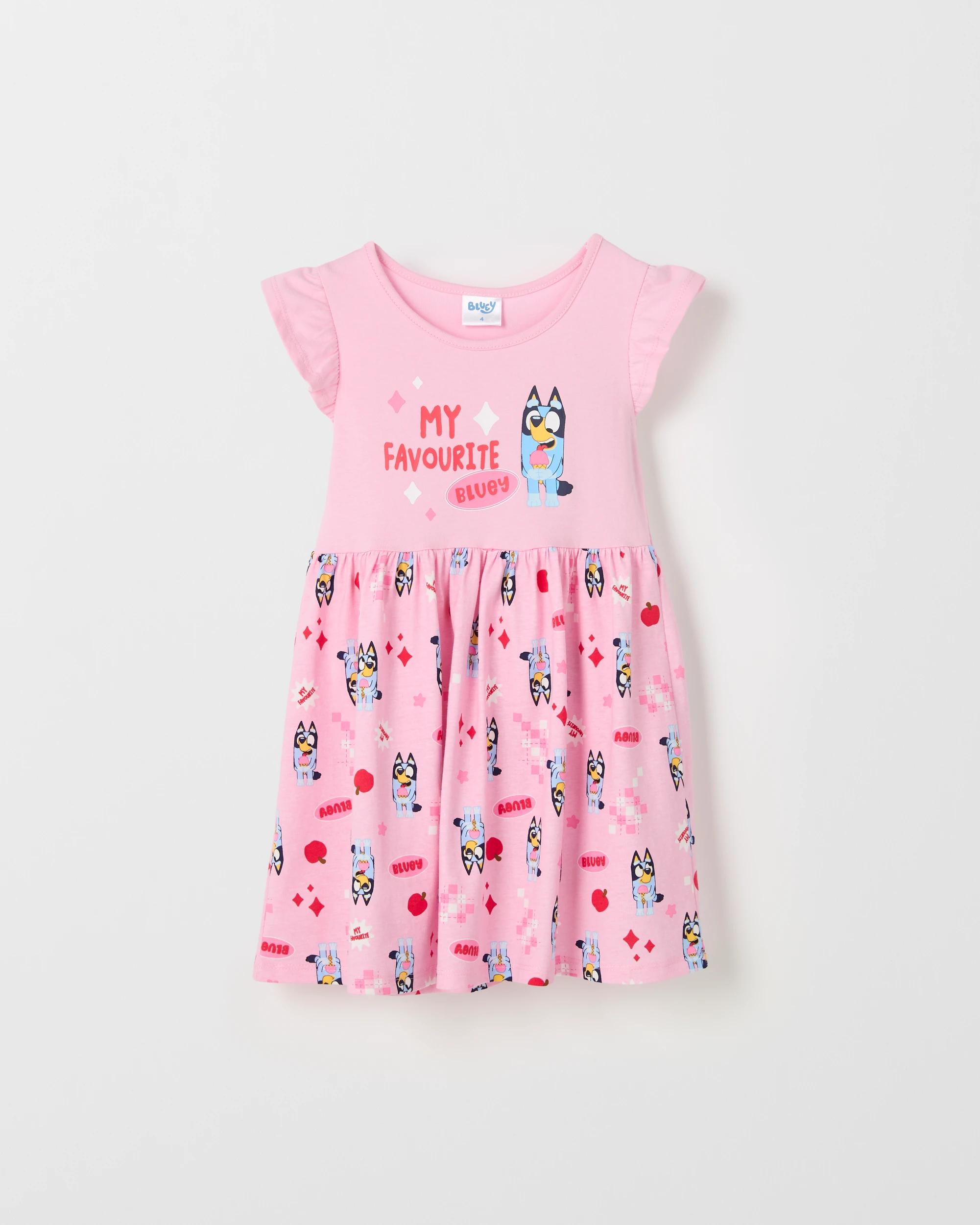 1 Bluey Australian Cotton Knit Dress PINK AOP BLUEY, 1 of 2