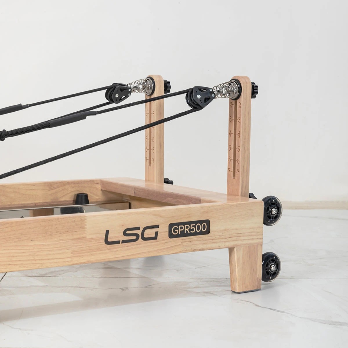 9 LSG GPR500 Folding Wooden Pilates Reformer Machine in Beige, 9 of 10