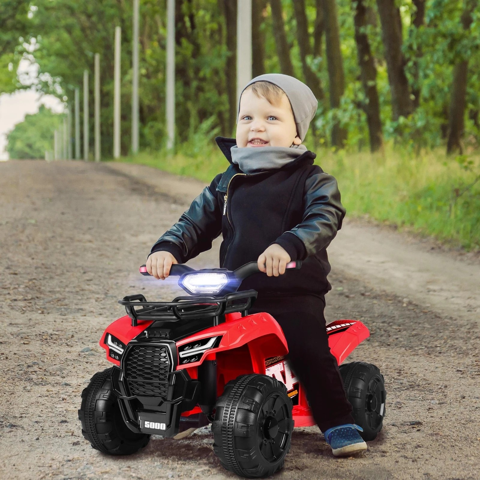 6 Alfordson Kids Ride On Car Electric ATV Toy 25W Motor W/ USB MP3 LED Lights - Red, 6 of 10