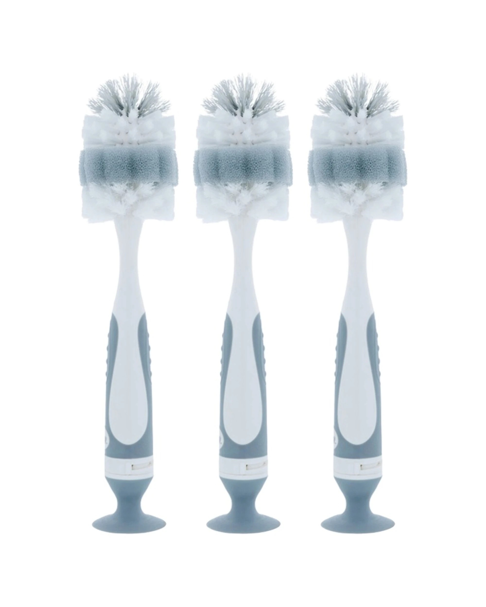 1 Nuby 3pc Baby Bottle Teat Brush Cleaning Tool Two In One Design - Multi, 1 of 2