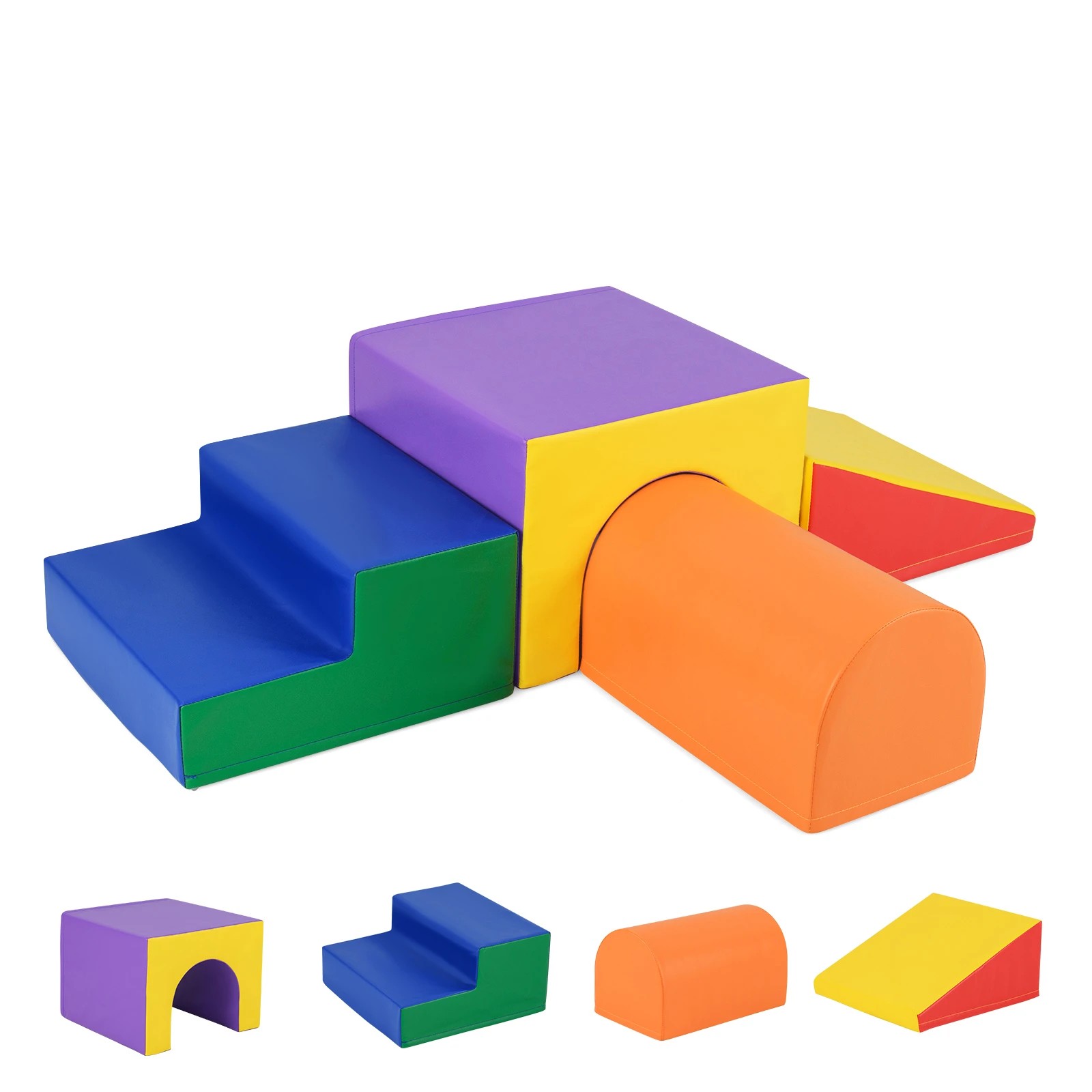 1 Costway 4PCS Soft Corner Climbing Sliding Blocks - Multi, 1 of 3