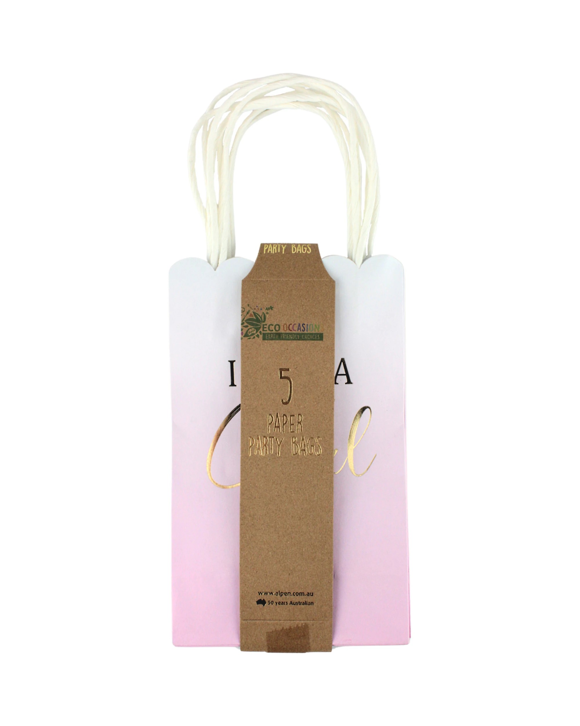 3 Alpen Ombre Pink It's A Girl Paper Gift Bags Pack of 5 - Pink, 3 of 4