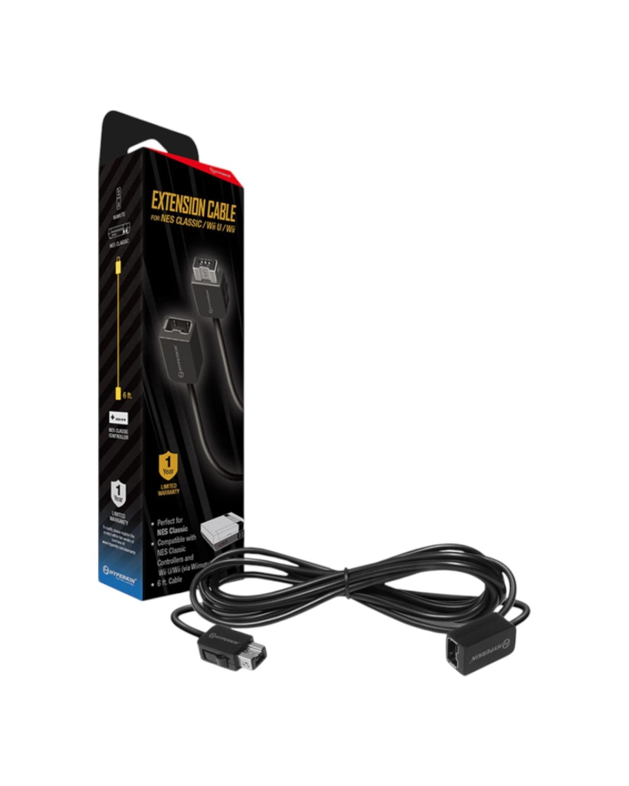 1 Hyperkin NES/Wii 6ft Extension Cable - Black, 1 of 4