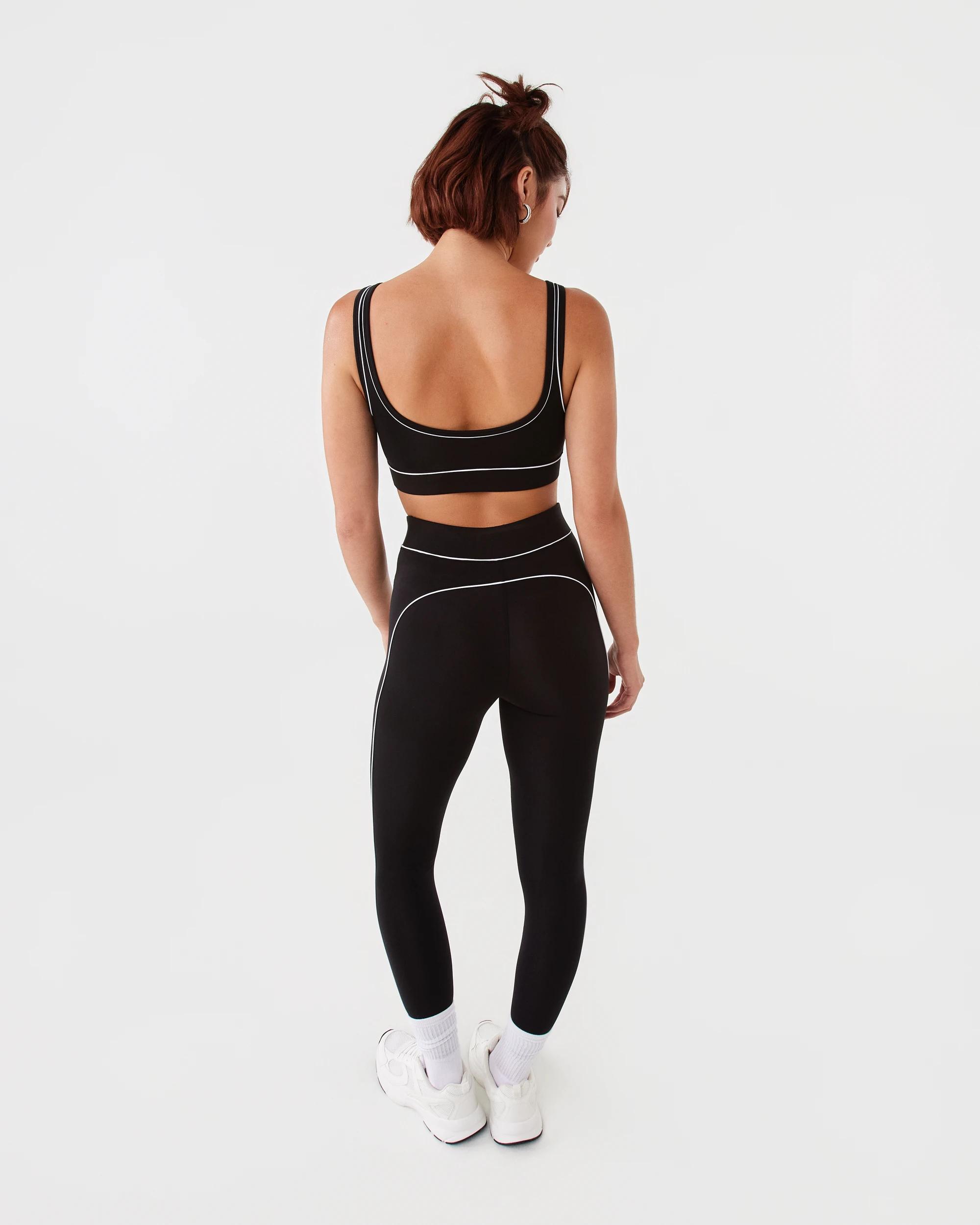 4 Active Womens Contrast Crop Top Black, 4 of 6