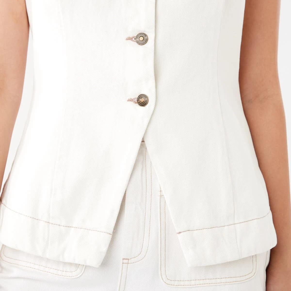 7 Sleeveless Longline Denim Vest ECRU DENIM, 7 of 8