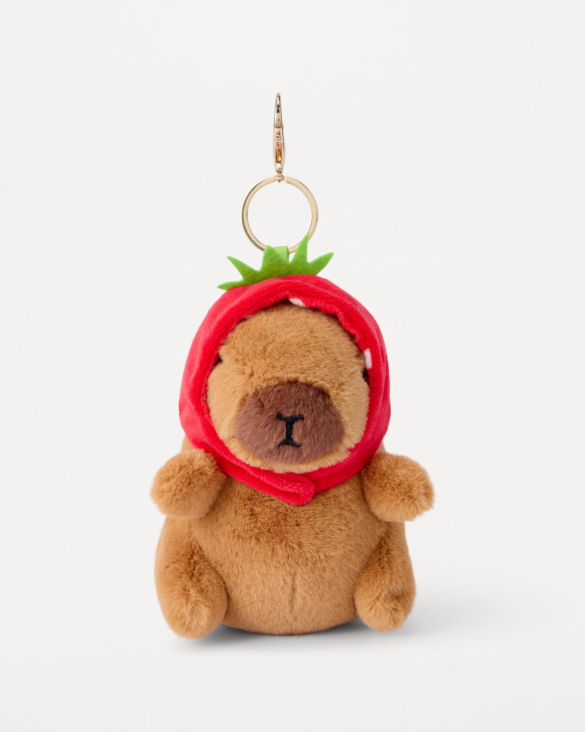 2 Fluffy Capybara Charm Keyring - Gold Tone and Brown Brown, 2 of 5