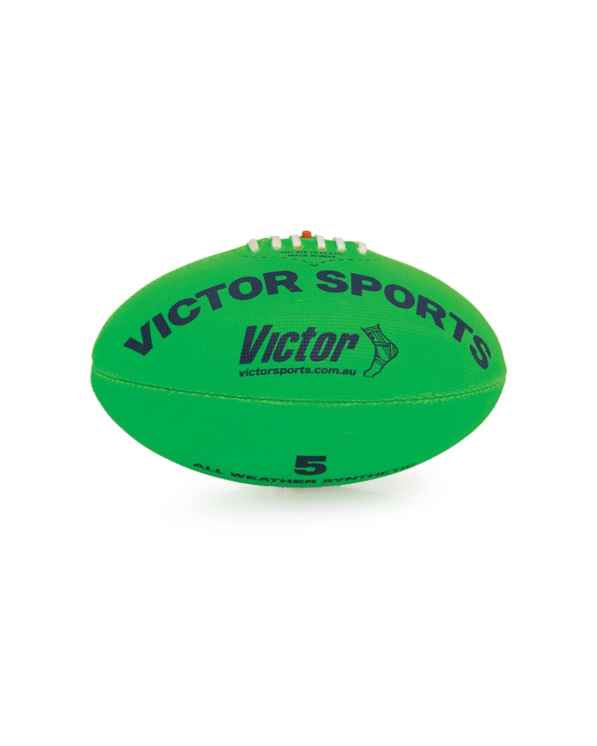2 Victor Sports Synthetic Football Durable AFL Ball Size 5 Hand-Stitched - Green, 2 of 4
