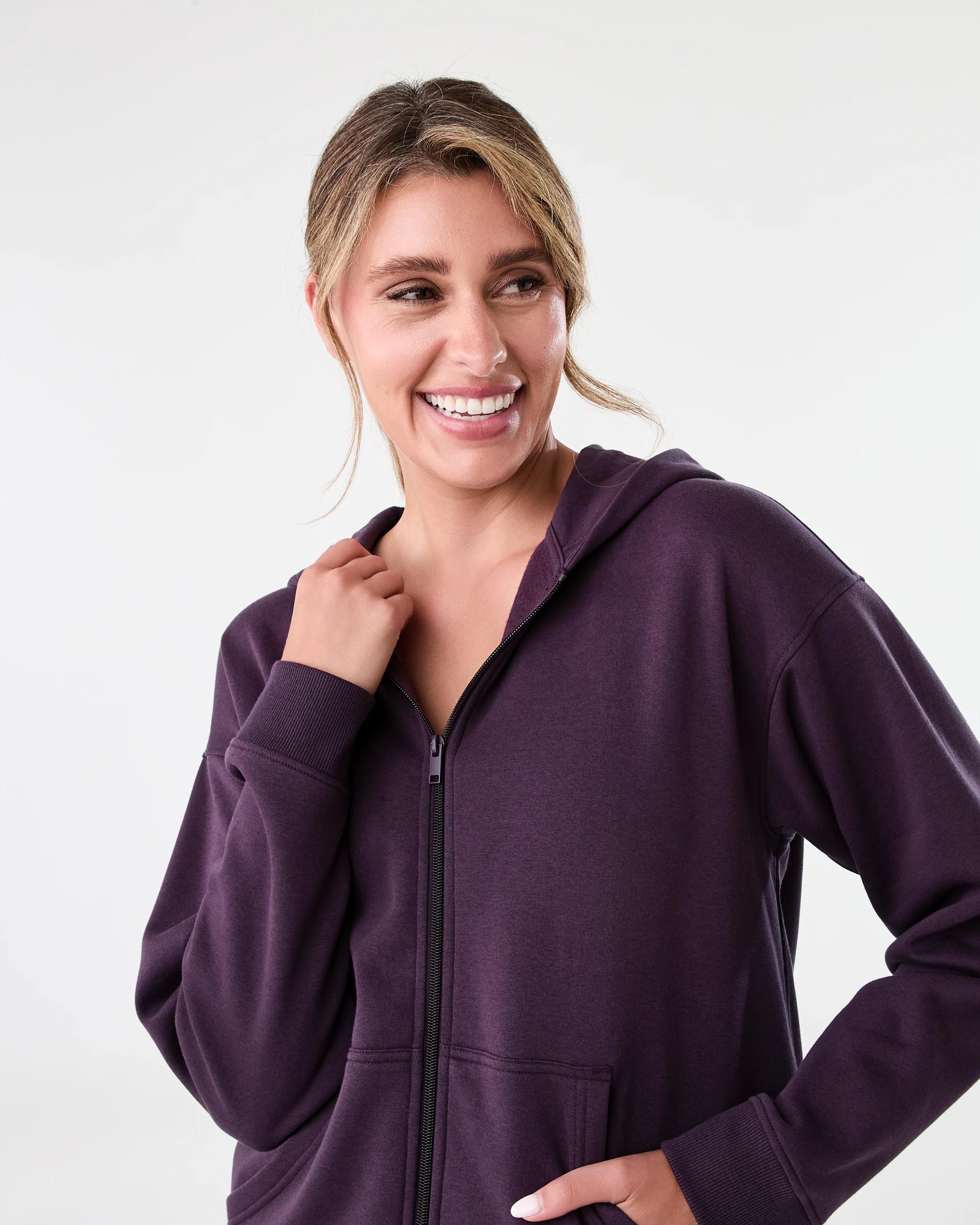 5 Active Womens Essential Zip Through Hoodie Pur Raisin, 5 of 9
