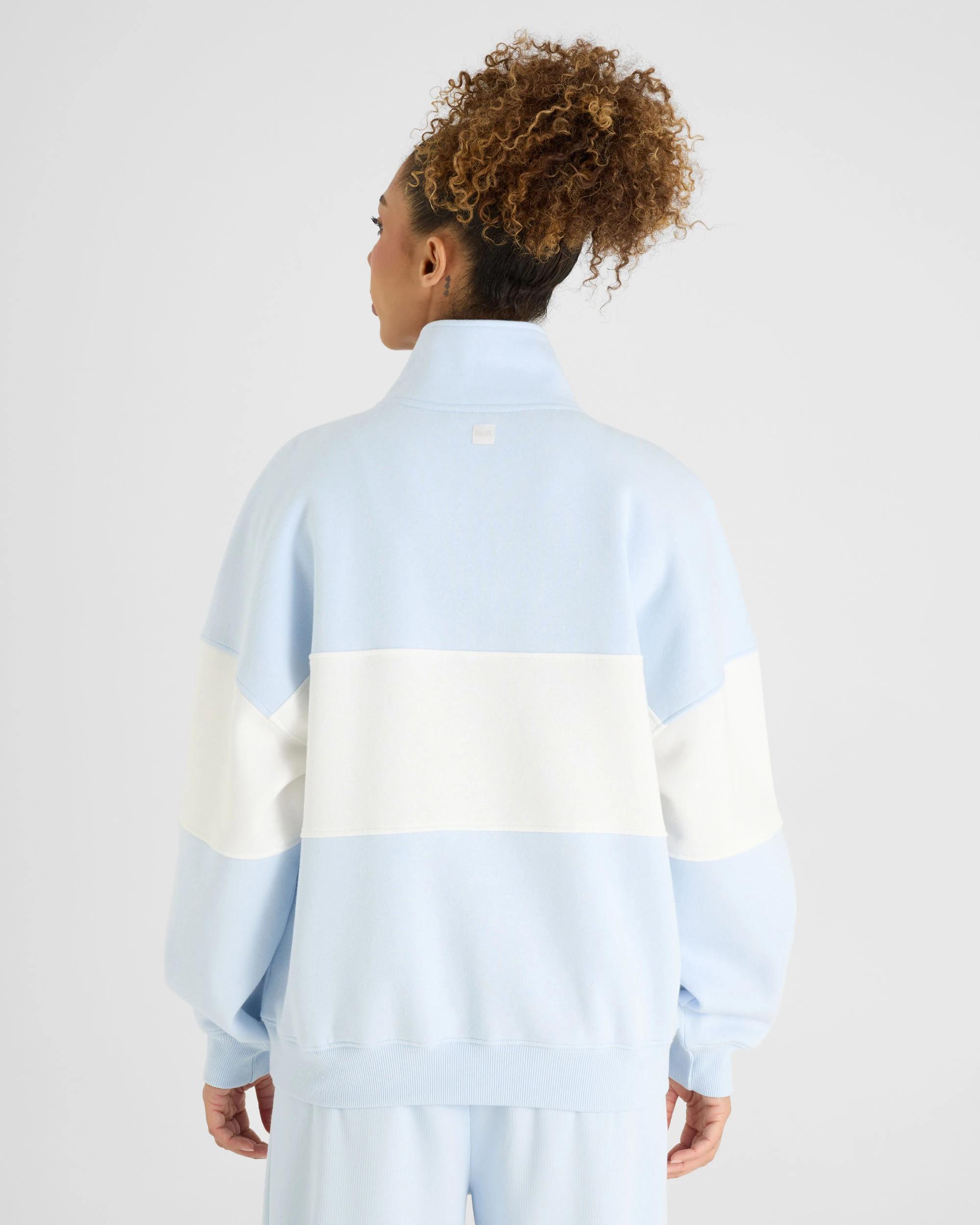 2 Lonsdale London Quarter Zip Crew Neck Jumper LIGHT BLUE, 2 of 6