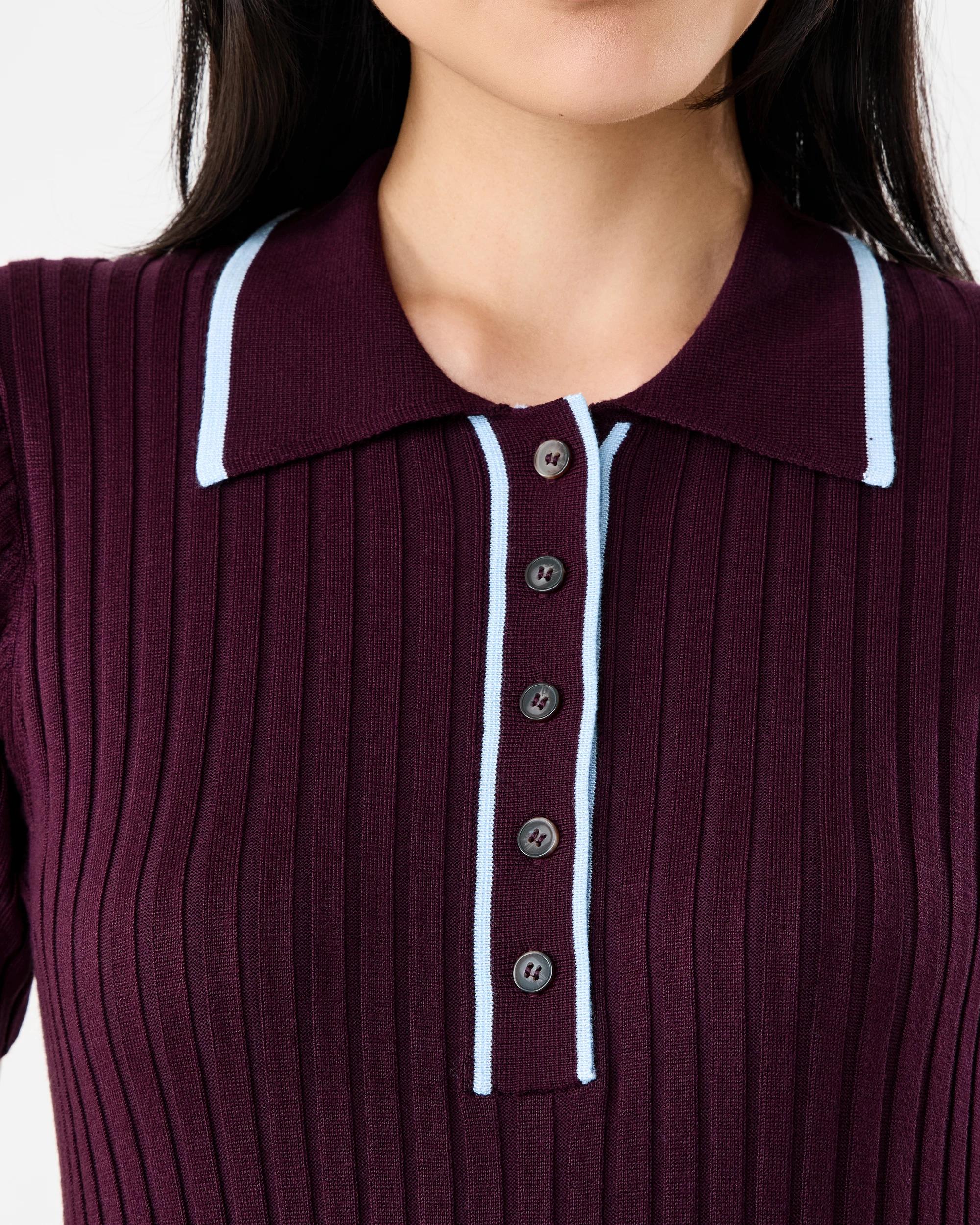 5 Short Sleeve True Knit Polo Midi Dress Red Royale, 5 of 6