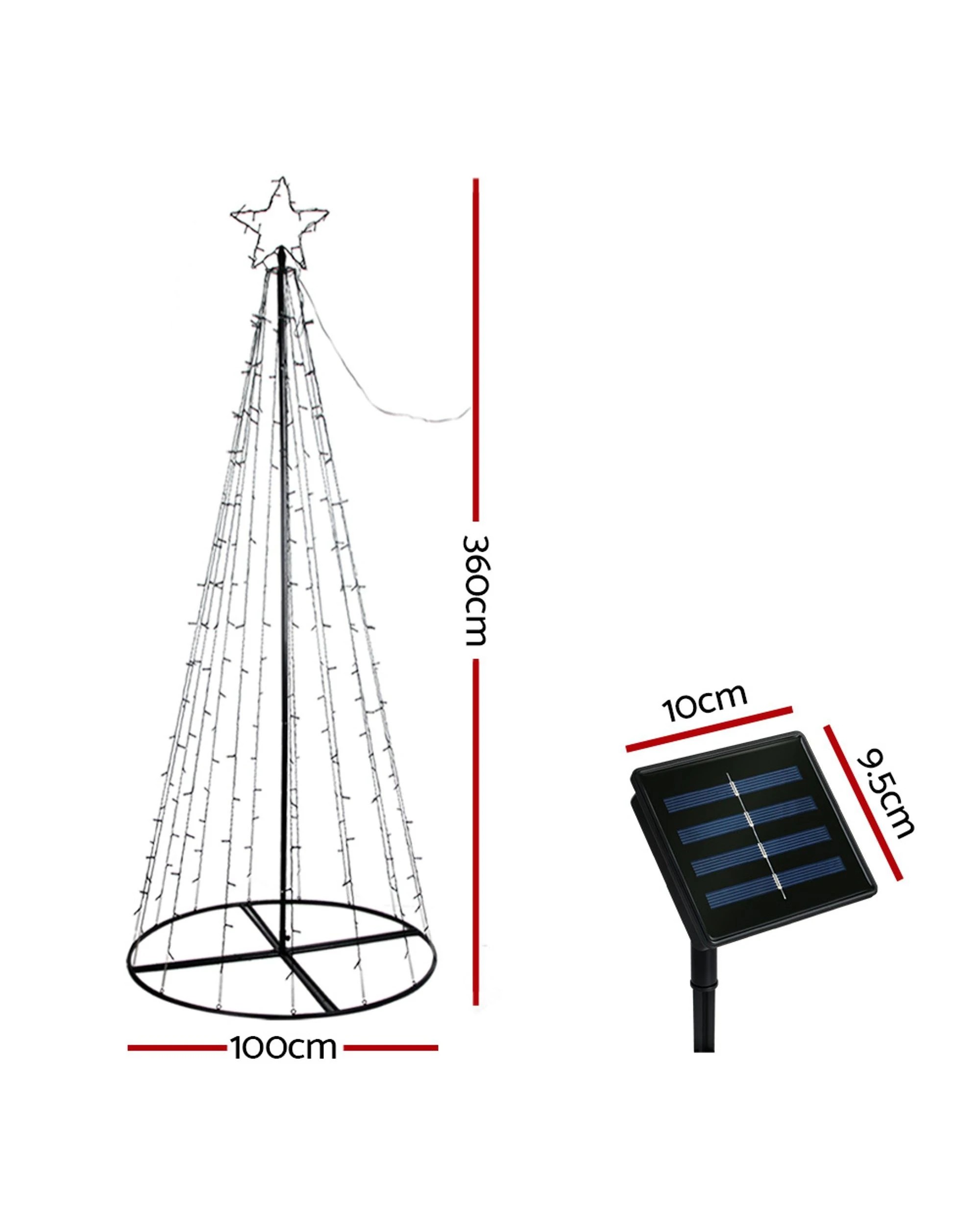 2 Jingle Jollys Solar Christmas Tree 3.6m 400 Led Xmas Tree Decor 8 Light Modes
 - Green, 2 of 3