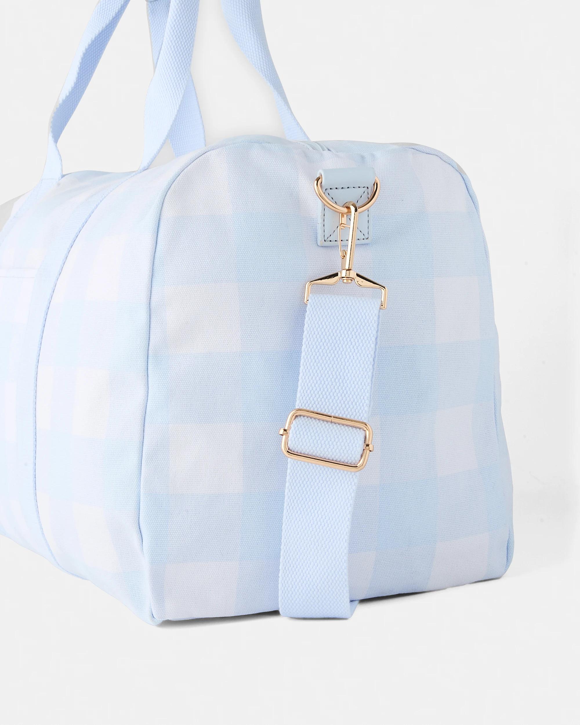 3 Canvas Weekender Bag Blue Ging, 3 of 5