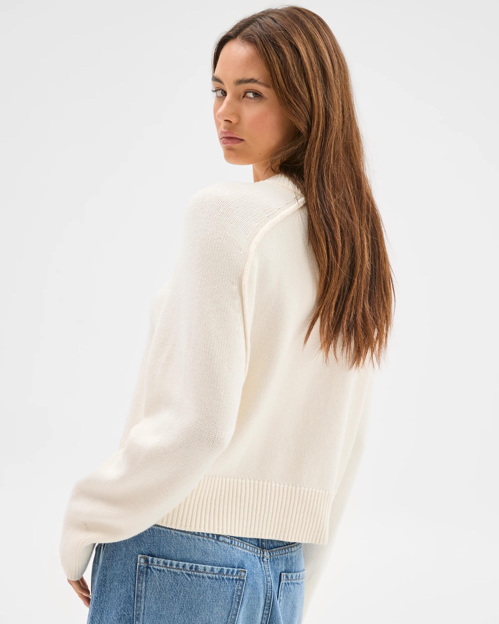 6 Lily Loves Australian Cotton Blend V-Neck Jumper LIGHT CREAM, 6 of 6