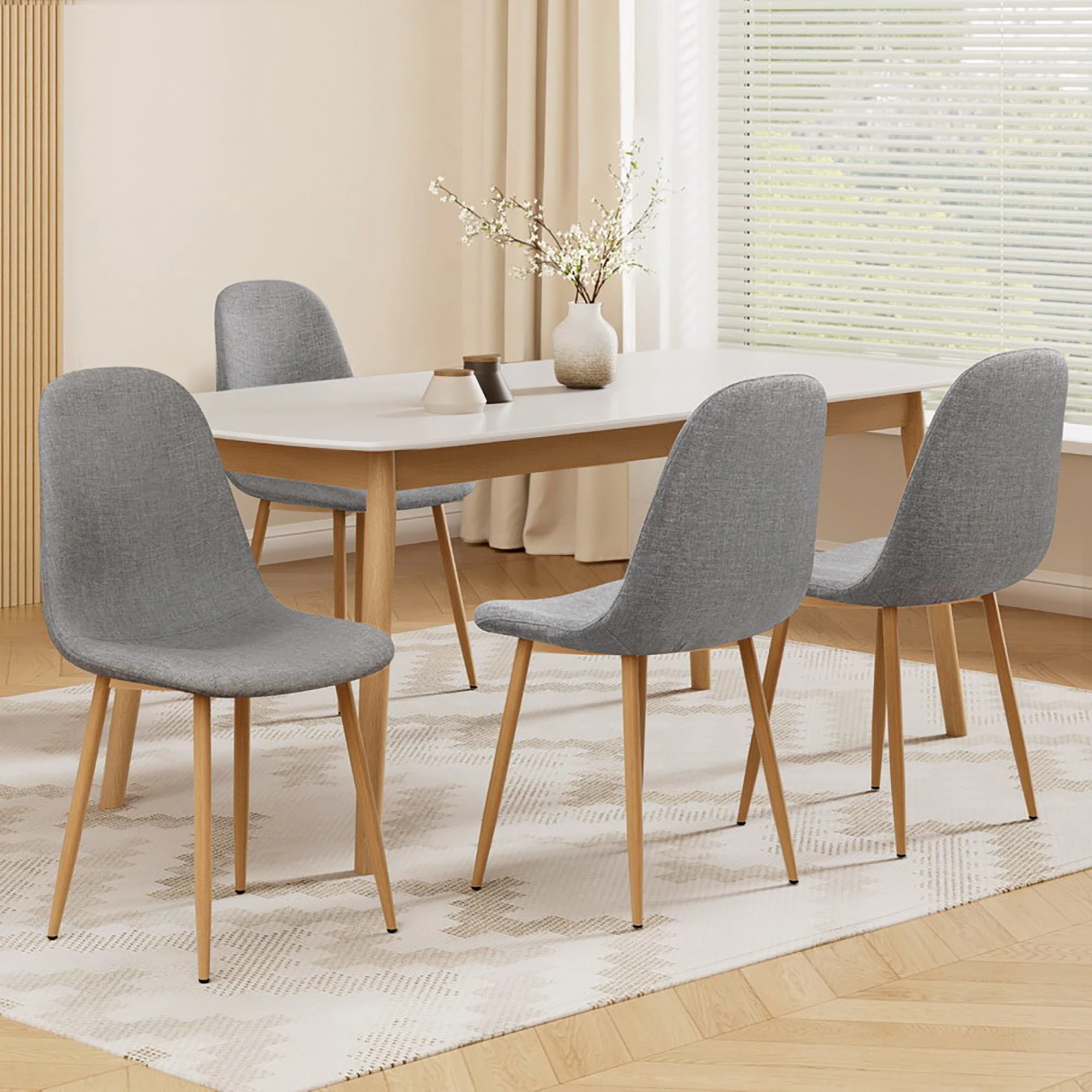 7 Artiss Dining Chairs Set of 4 Linen Curved Slope - Grey, 7 of 7