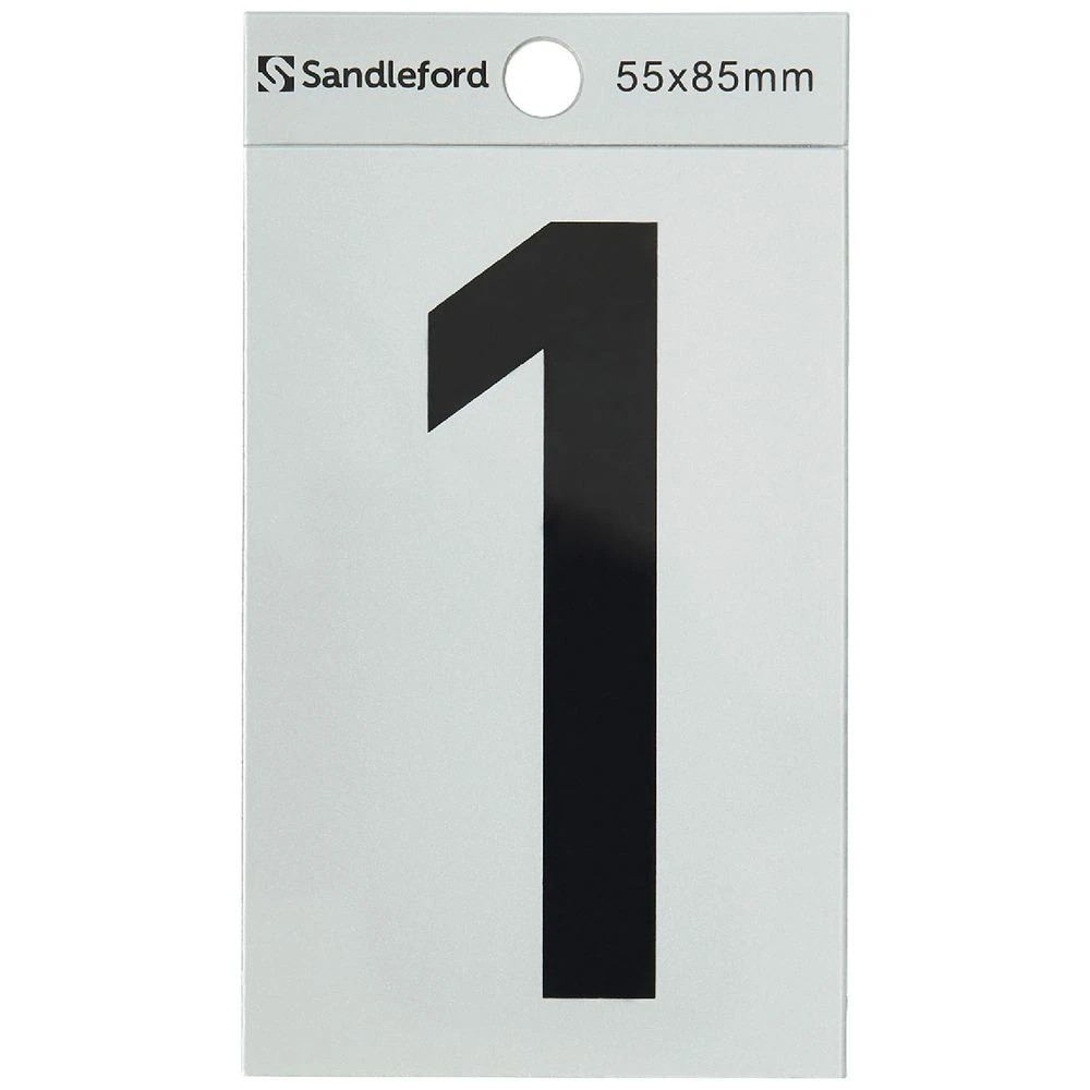1 Sandleford 1 Self-adhesive Numeral Silver 85mm, 1 of 1