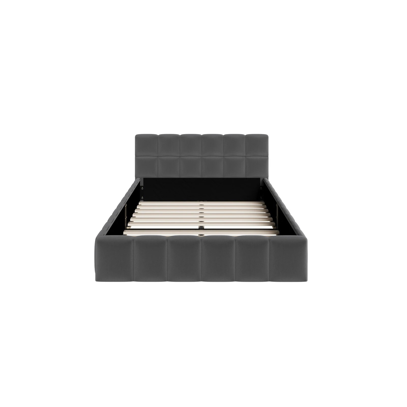 6 Oikiture Bed Frame King Single Size Tufted Headboard Velvet - Grey, 6 of 7