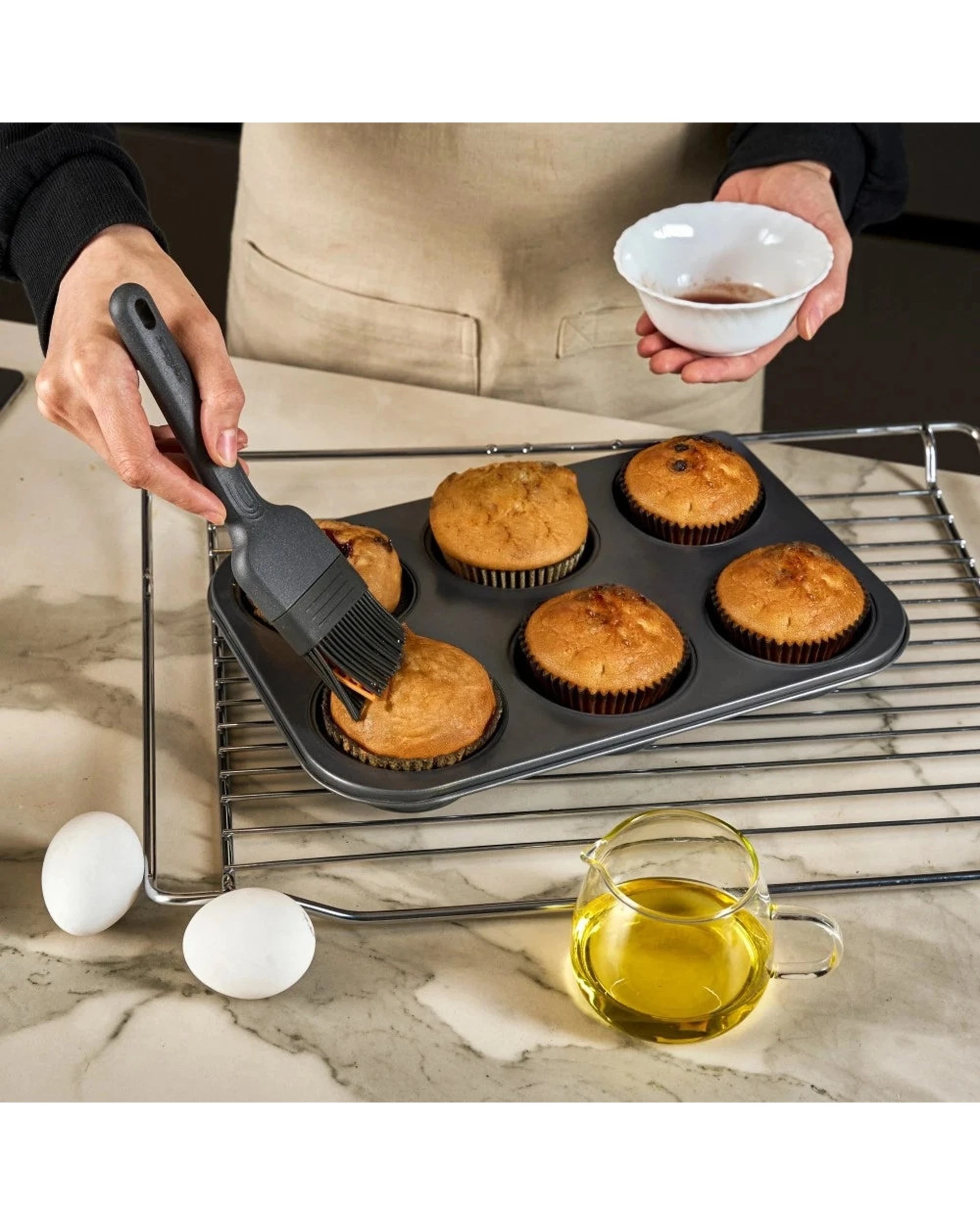 4 Zyliss Silicone Basting Brush Heat Resistant With Ergonomic Wheat Straw Handle - Grey, 4 of 5