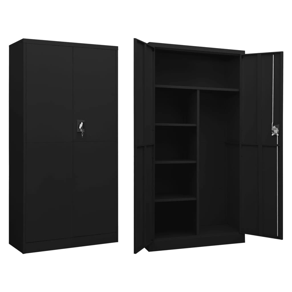 1 vidaXL Locker Cabinet Steel - Black, 1 of 6
