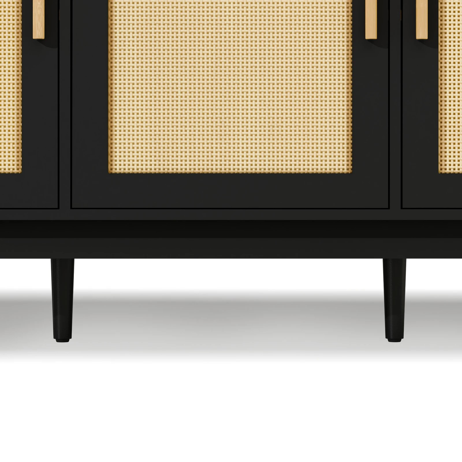 5 Alfordson Buffet Sideboard 3 Doors Cupboard Cabinet Storage Rattan Pantry - Black, 5 of 9