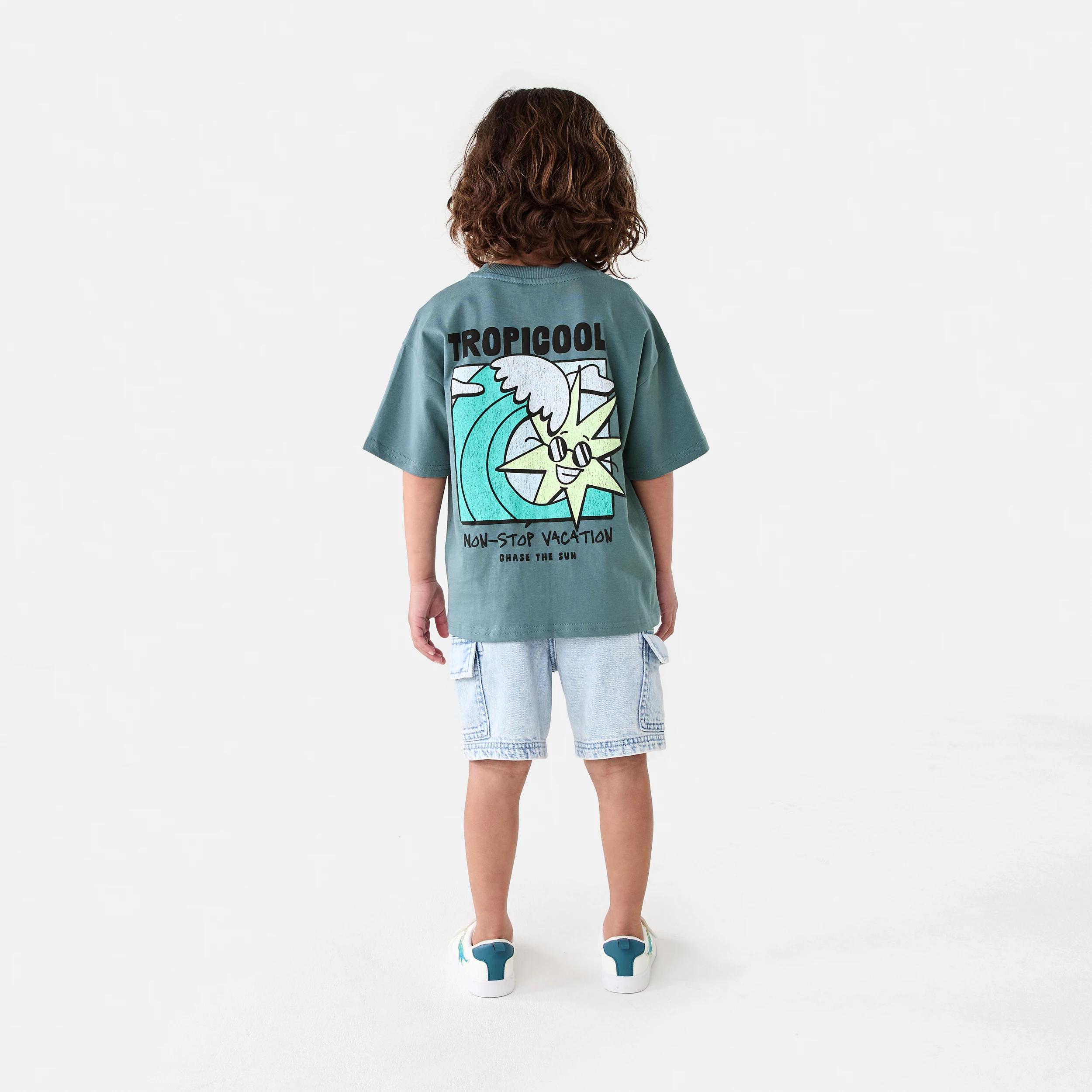 7 Short Sleeve Oversized Print T-shirt Grn Sun, 7 of 7