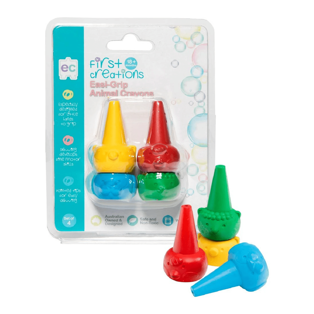1 First Creations Easi-Grip Animal Crayons Pack of 4, 1 of 3