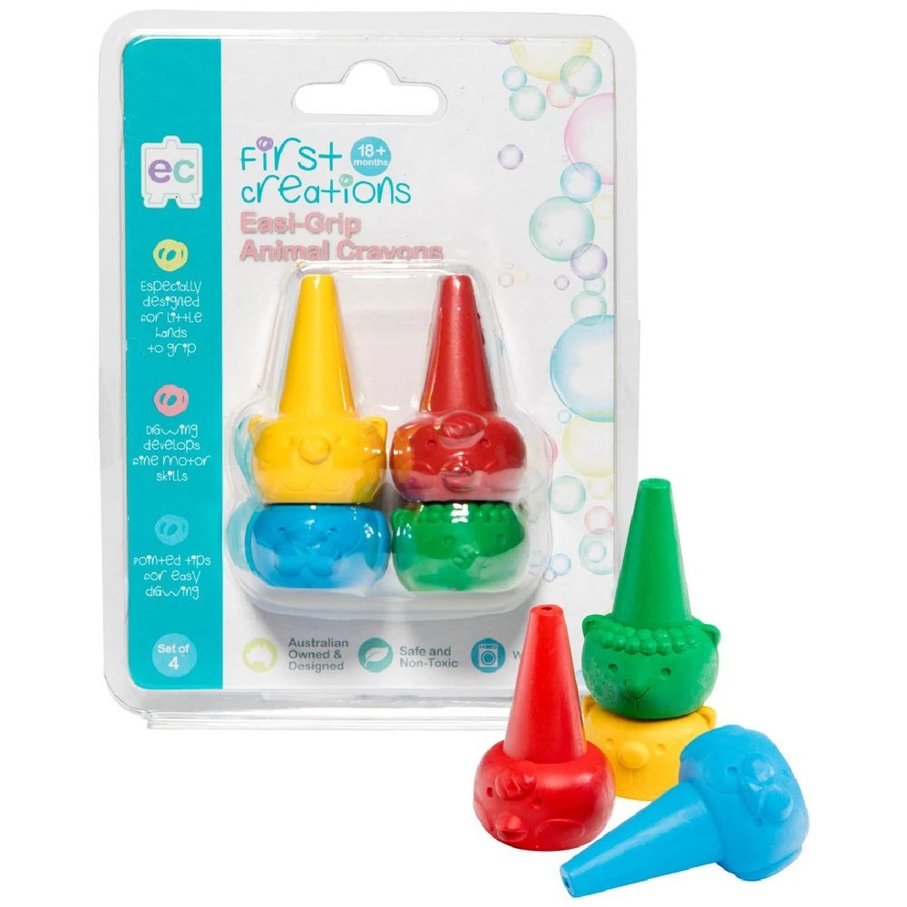 1 First Creations Easi-Grip Animal Crayons Pack of 4, 1 of 3