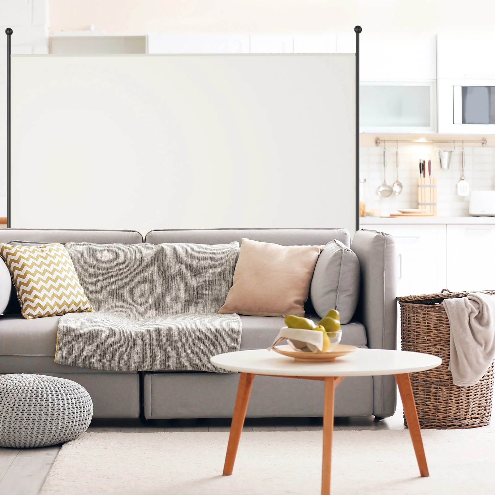 2 Costway 1 Panel Room Divider Partition Stand Privacy Screen Wall Home Office - White, 2 of 3