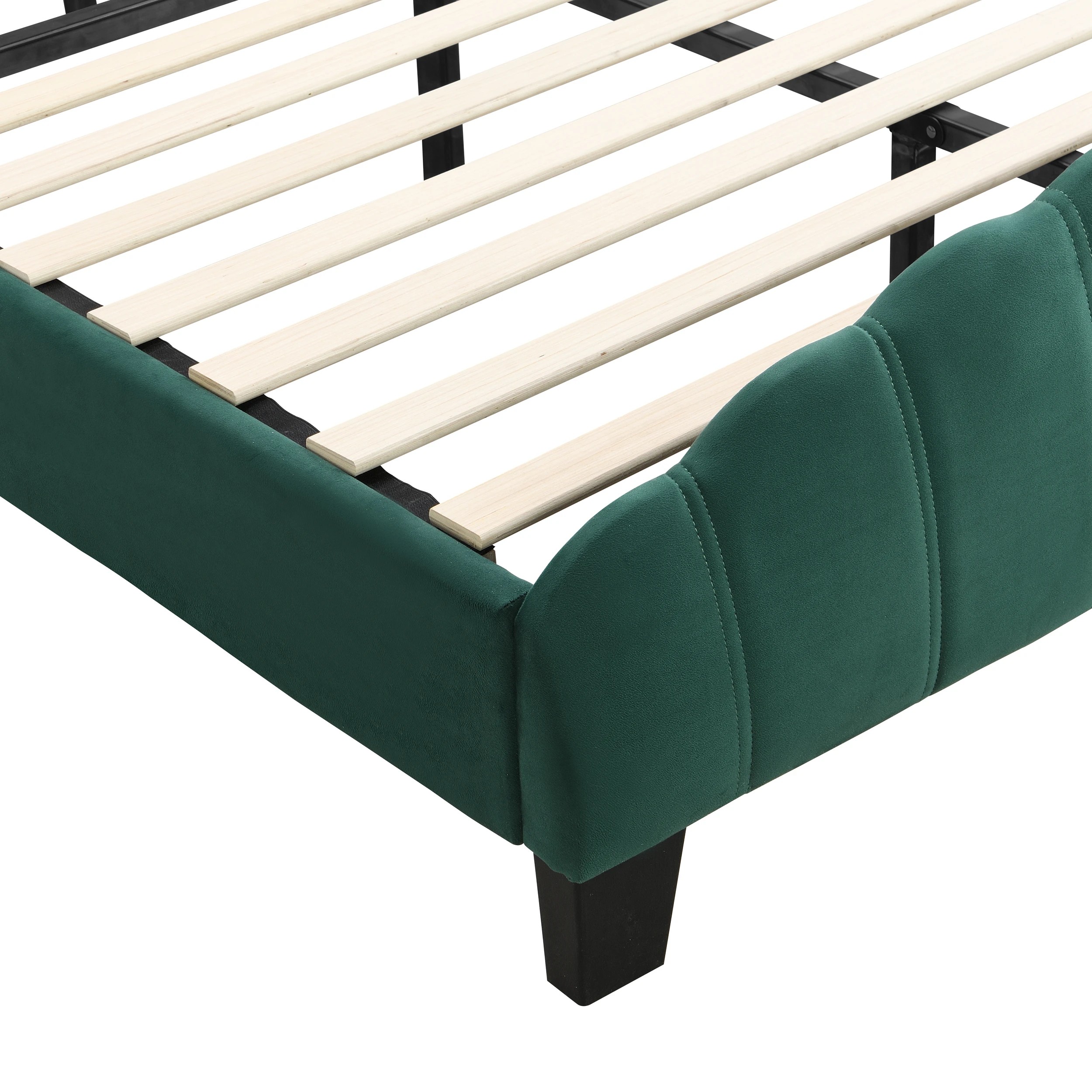 8 IHOMDEC BEF04 Queen Shell-Style Bed Frame - Green - Green, 8 of 10