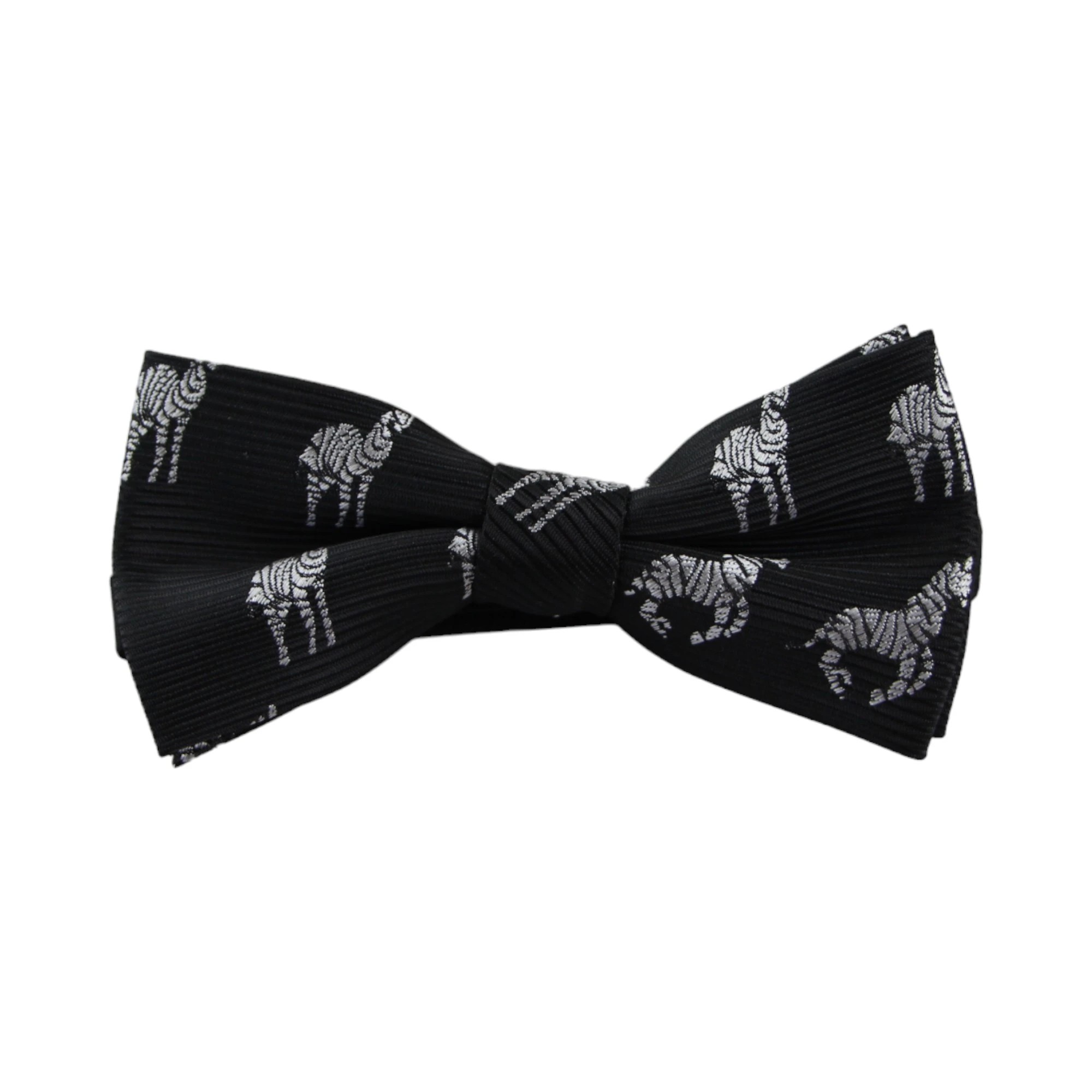 6 Zasel Boys Black With Silver Zebras Patterned Cotton Bow Tie - Multi, 6 of 6