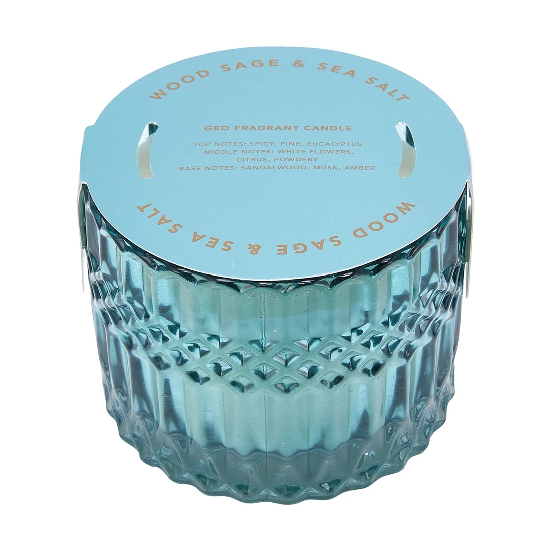 4 Wood Sage & Sea Salt Geo Fragrant Candle - Blue, 4 of 4