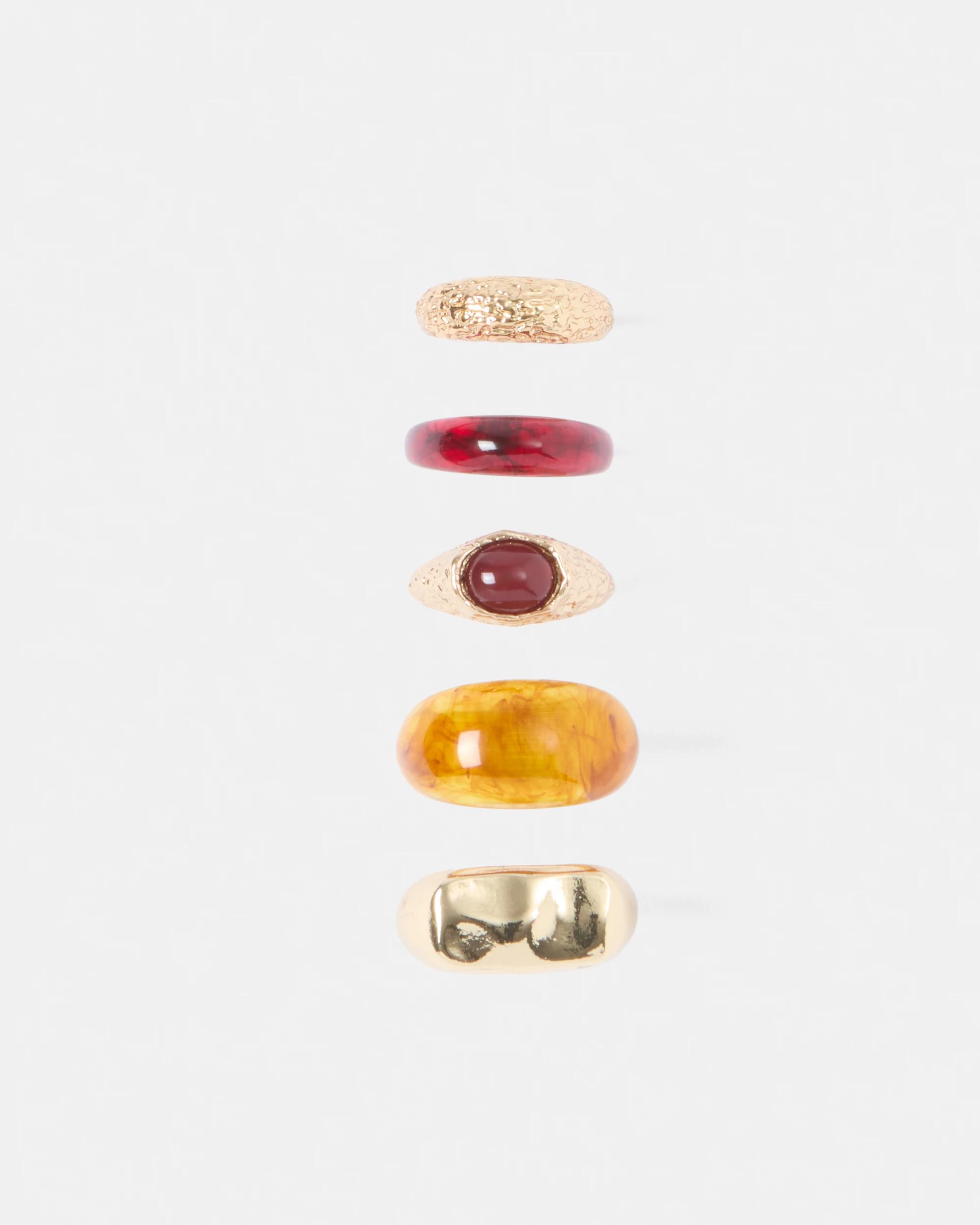 2 5 Pack Acrylic Stone Rings Gold, 2 of 4