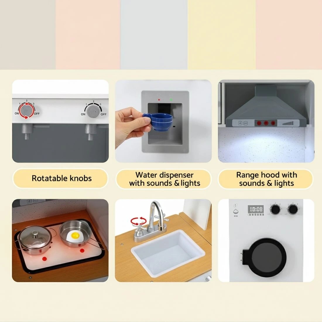 4 Keezi Kids Kitchen Playset 2-Piece Wooden Pretend Play Coffee Maker Toy 80CM - White, 4 of 5