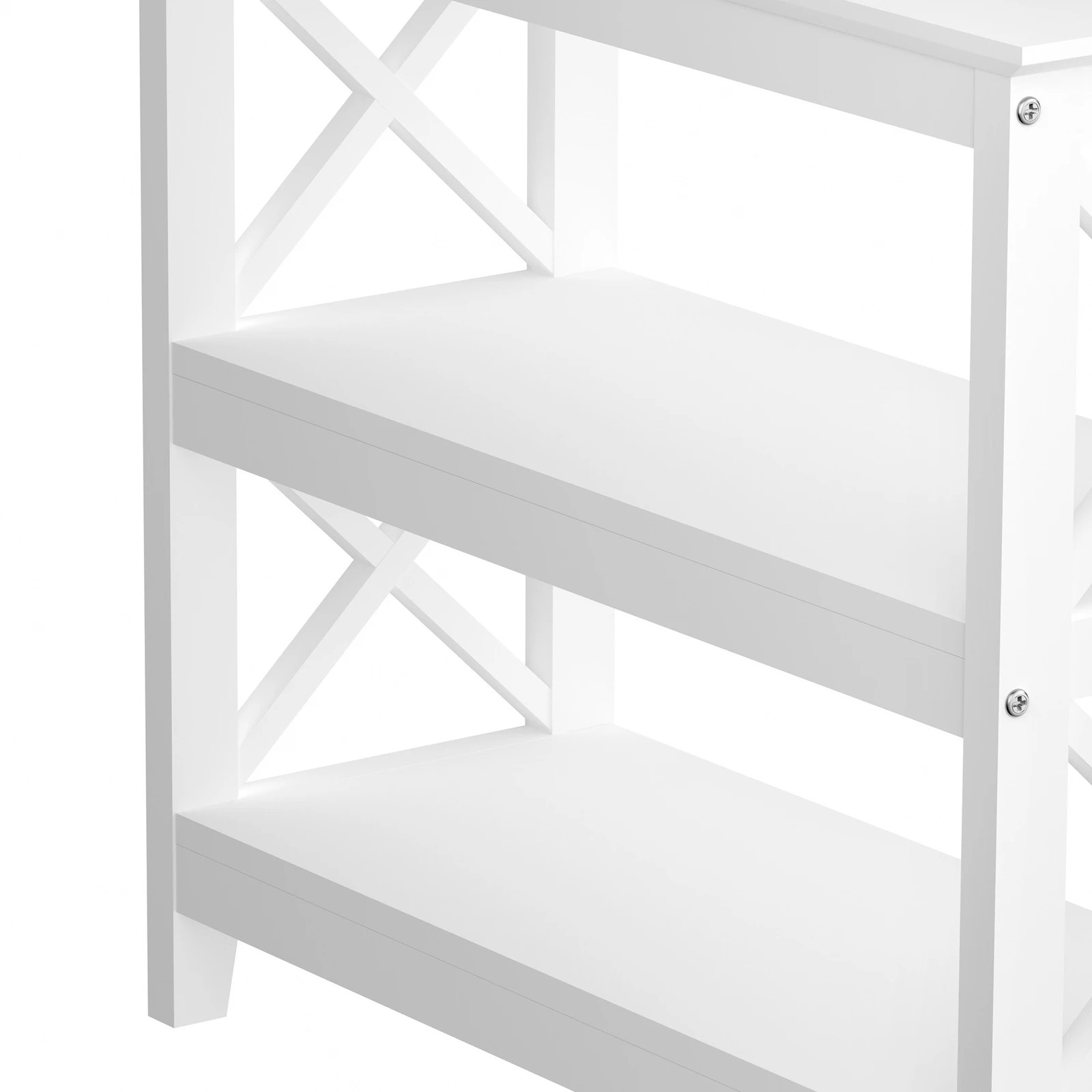 7 Oikiture 3-tier Console Table X-design Wood Sofa Table Hall Side Entry
 - White, 7 of 10