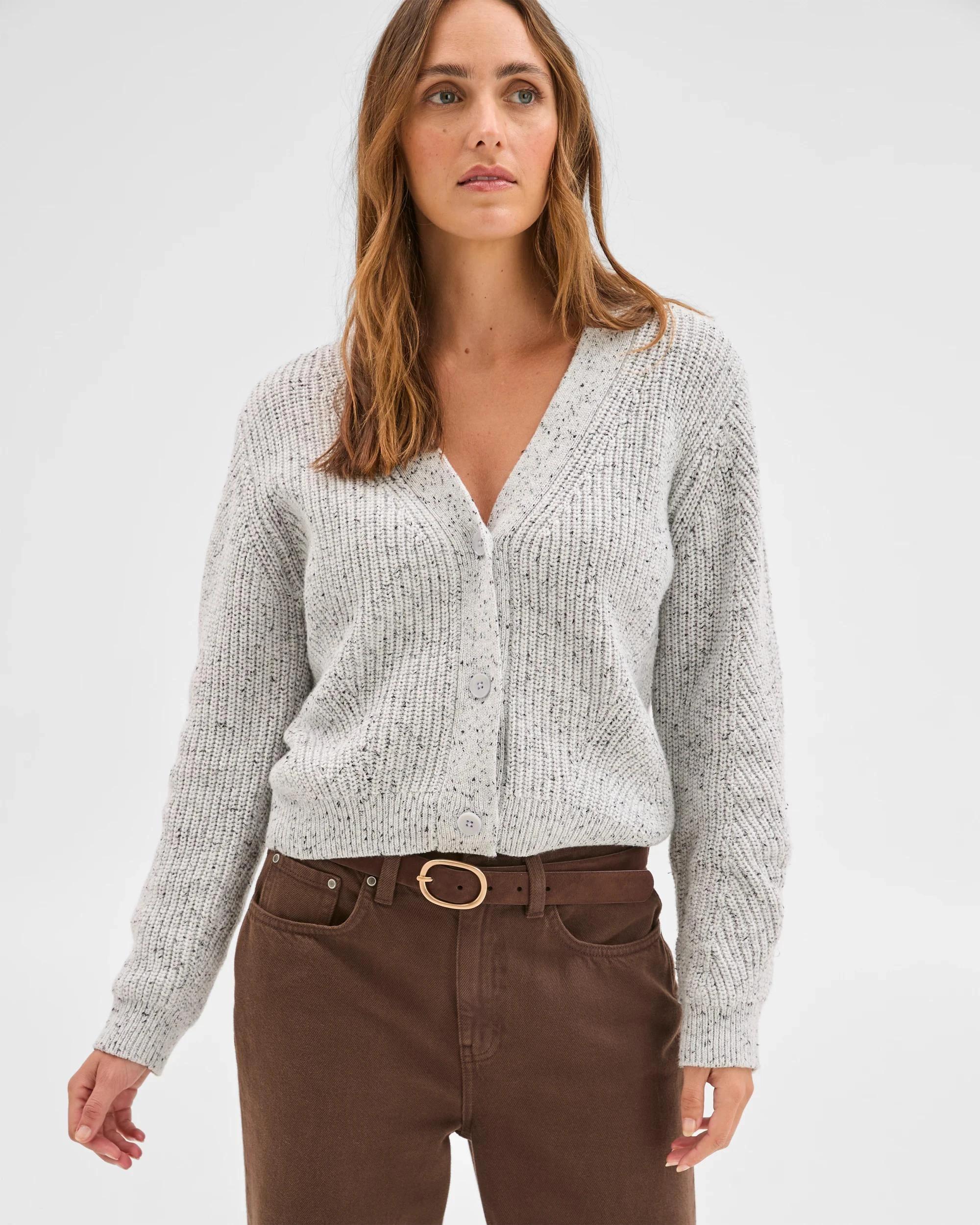 2 Target Woman Australian Cotton Blend V-Neck Knit Cardigan LIGHT GREY, 2 of 5