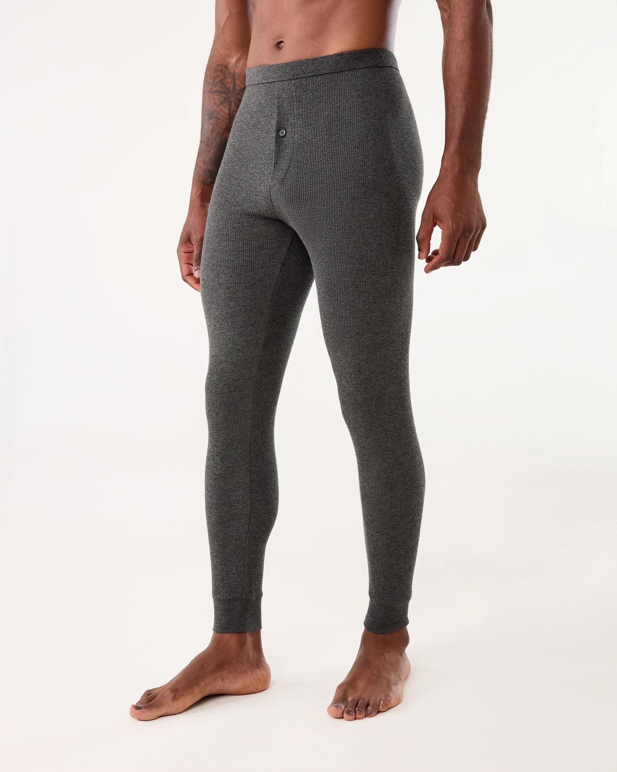 2 Long Leg Mini Waffle Thermal Pants Gry Chmrle, 2 of 4