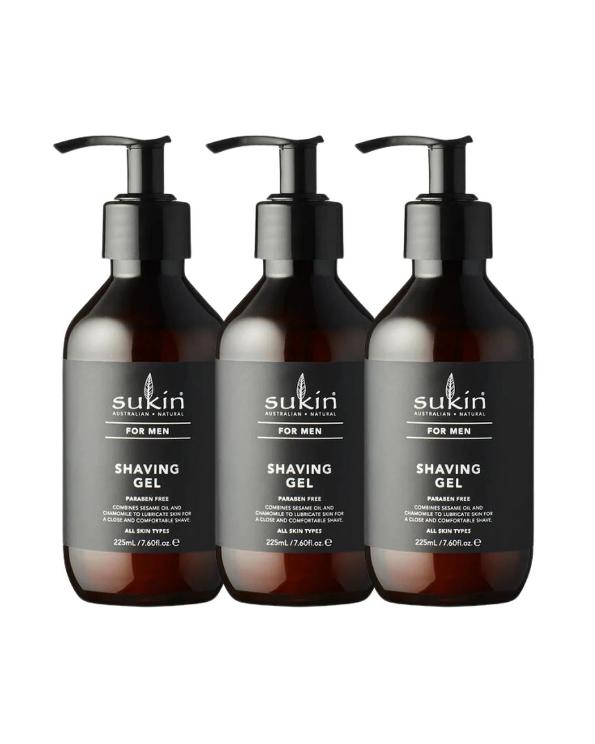 1 3 x Sukin For Men Shave Gel 225mL, 1 of 2