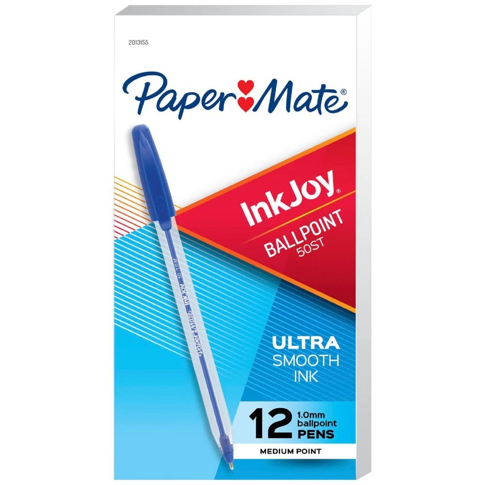 1 Paper Mate InkJoy 50 Ballpoint Pens Blue 12 Pack, 1 of 4