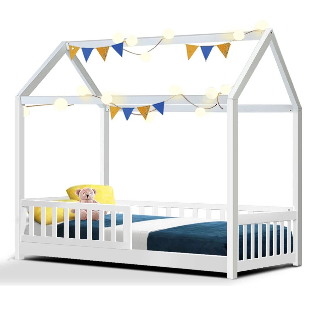 1 Artiss Bed Frame Wooden Kids House Frame Durable Space Saving Modern Decor Easy Assembly Sturdy Versatile - White, 1 of 7