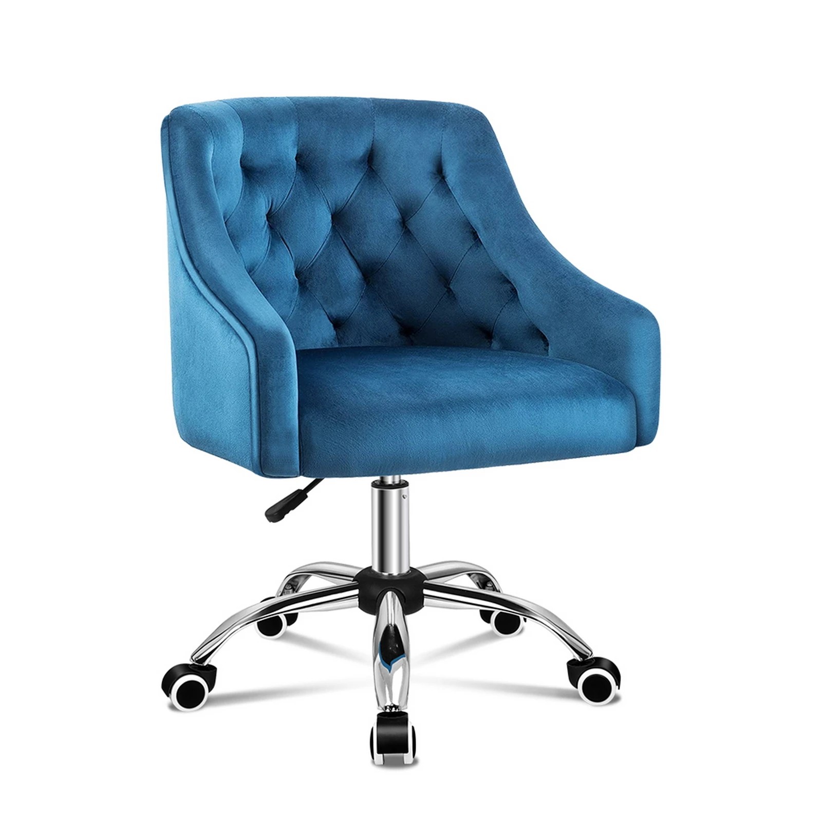 1 Alfordson Velvet Office Chair Fabric Swivel Armchair Computer Adult Kids - Blue, 1 of 10