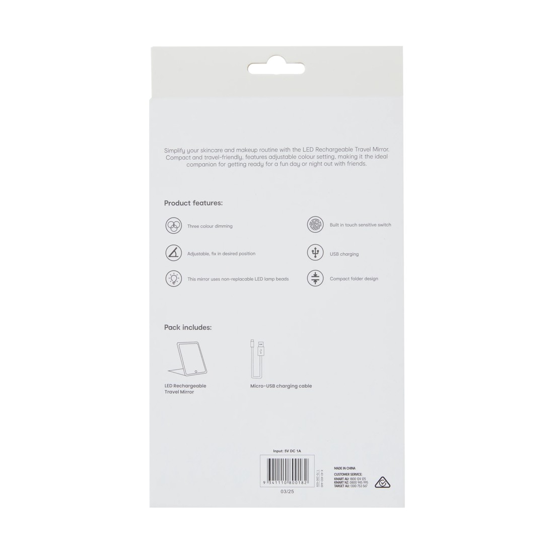 10 OXX Travel LED Rechargeable Travel Mirror - Black, 10 of 10